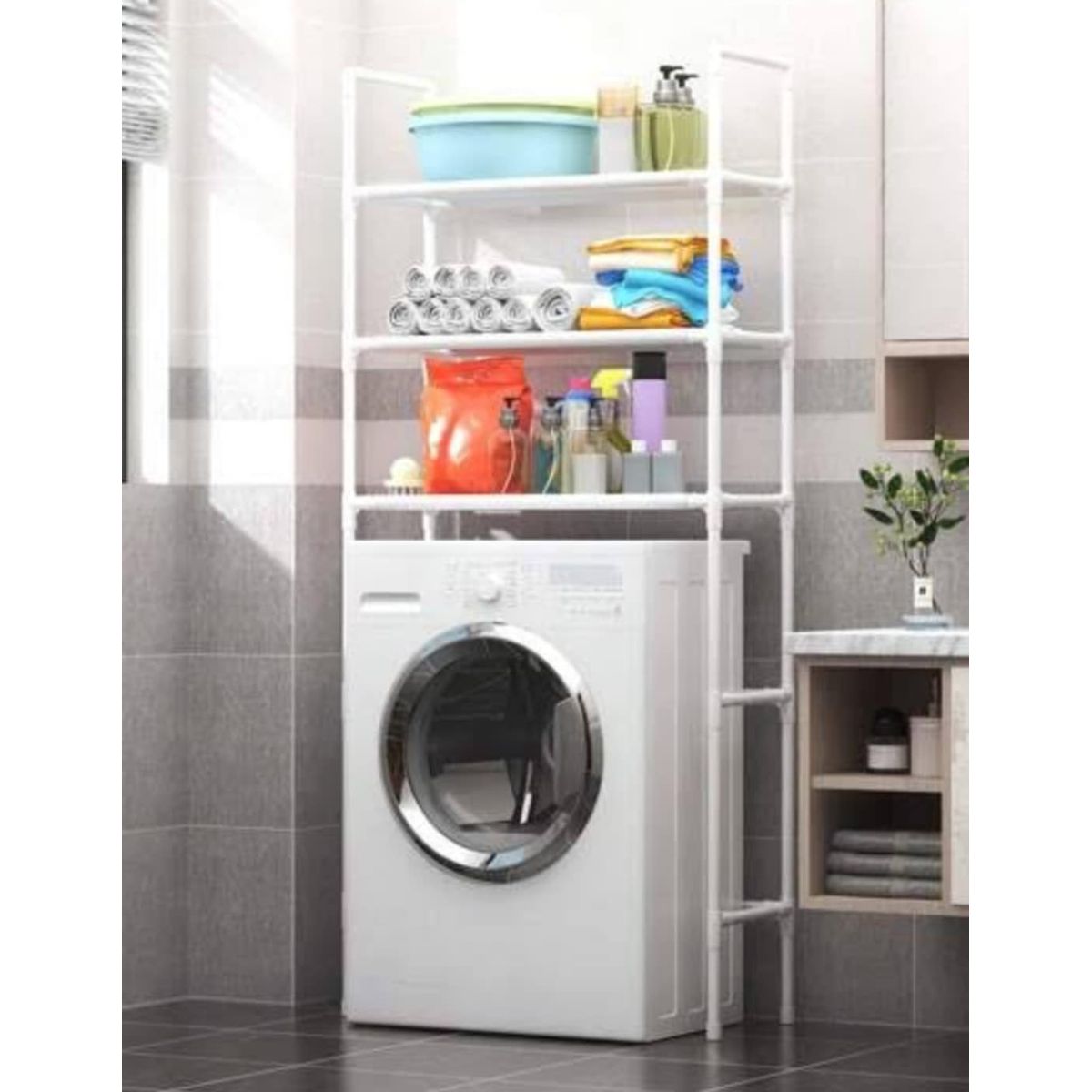 GENERICO - Organizador de Lavanderia Estante de Lavadora Multifuncional 3 Niveles