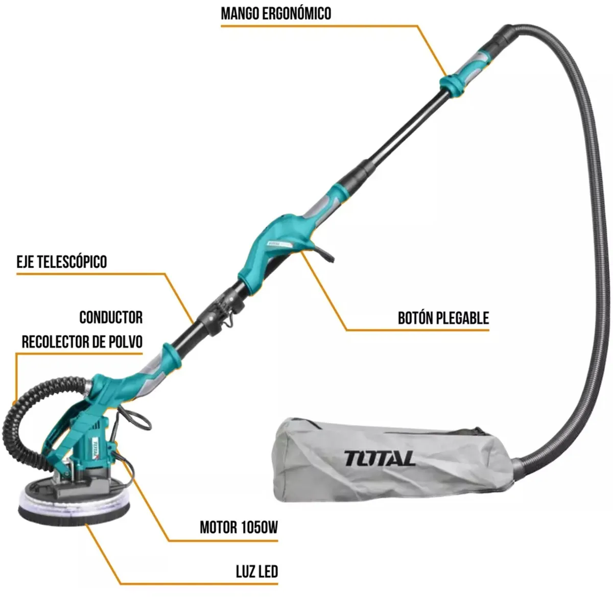TOTAL TOOLS - LIJADORA DE PARED Y TECHO FINO ACABADO 1050W 12 lijas TOTAL