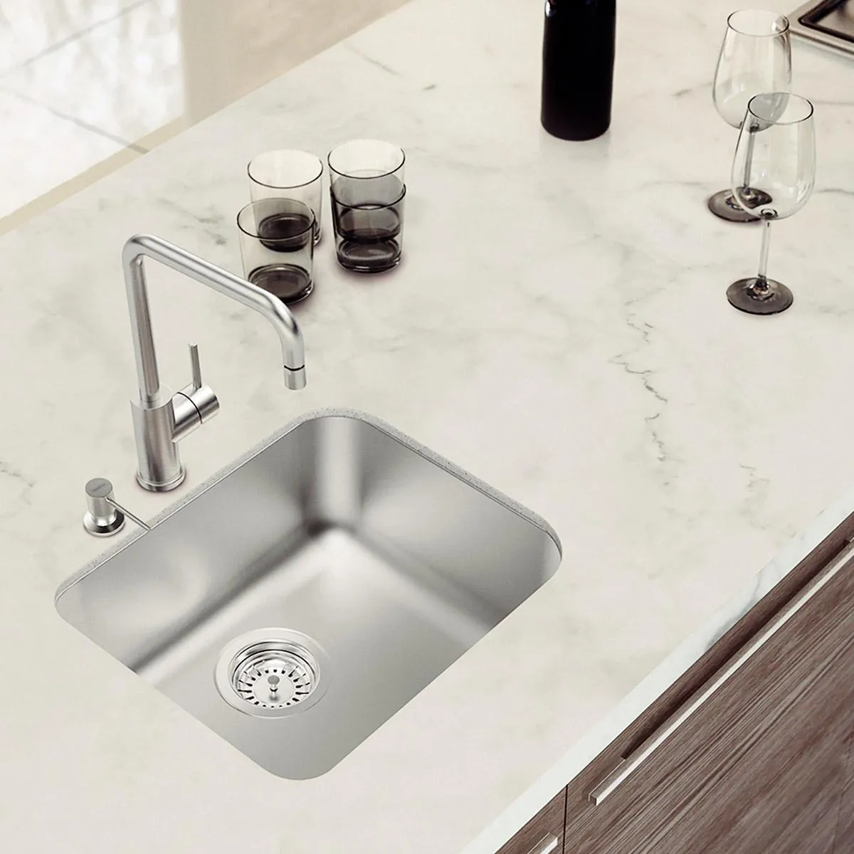 TRAMONTINA - Lavadero de Cocina en Acero Inoxidable Satinado 34x40x18cm