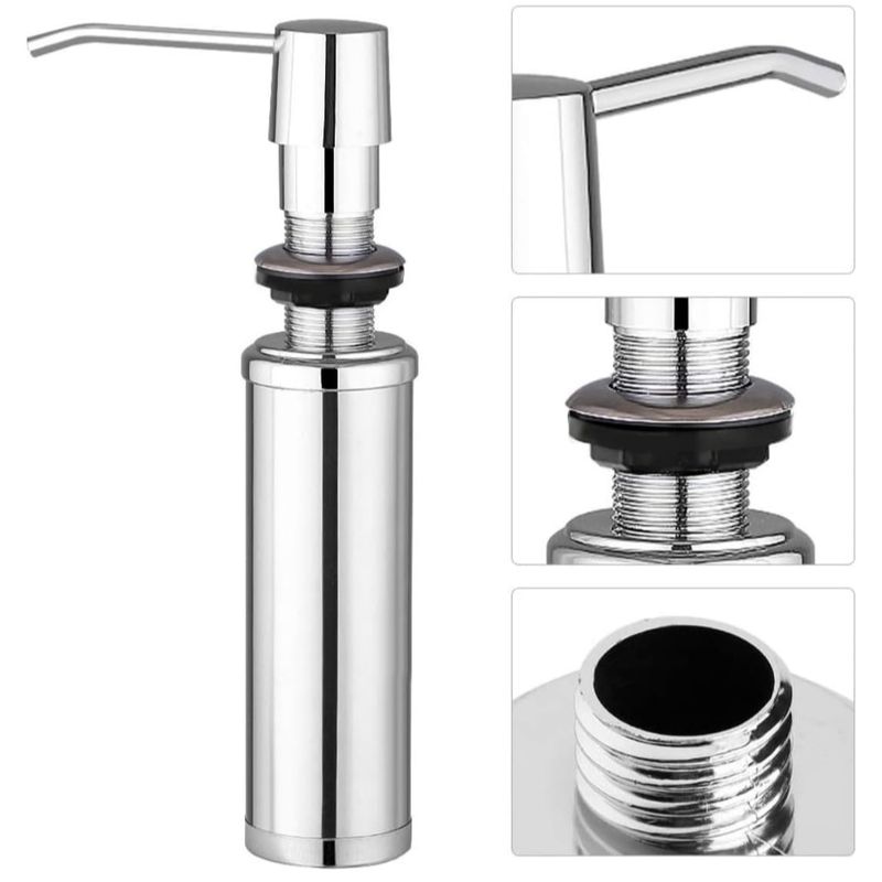 GENERICO - Dispensador de Jabón Líquido para Empotrar Cocina Acero Cromado