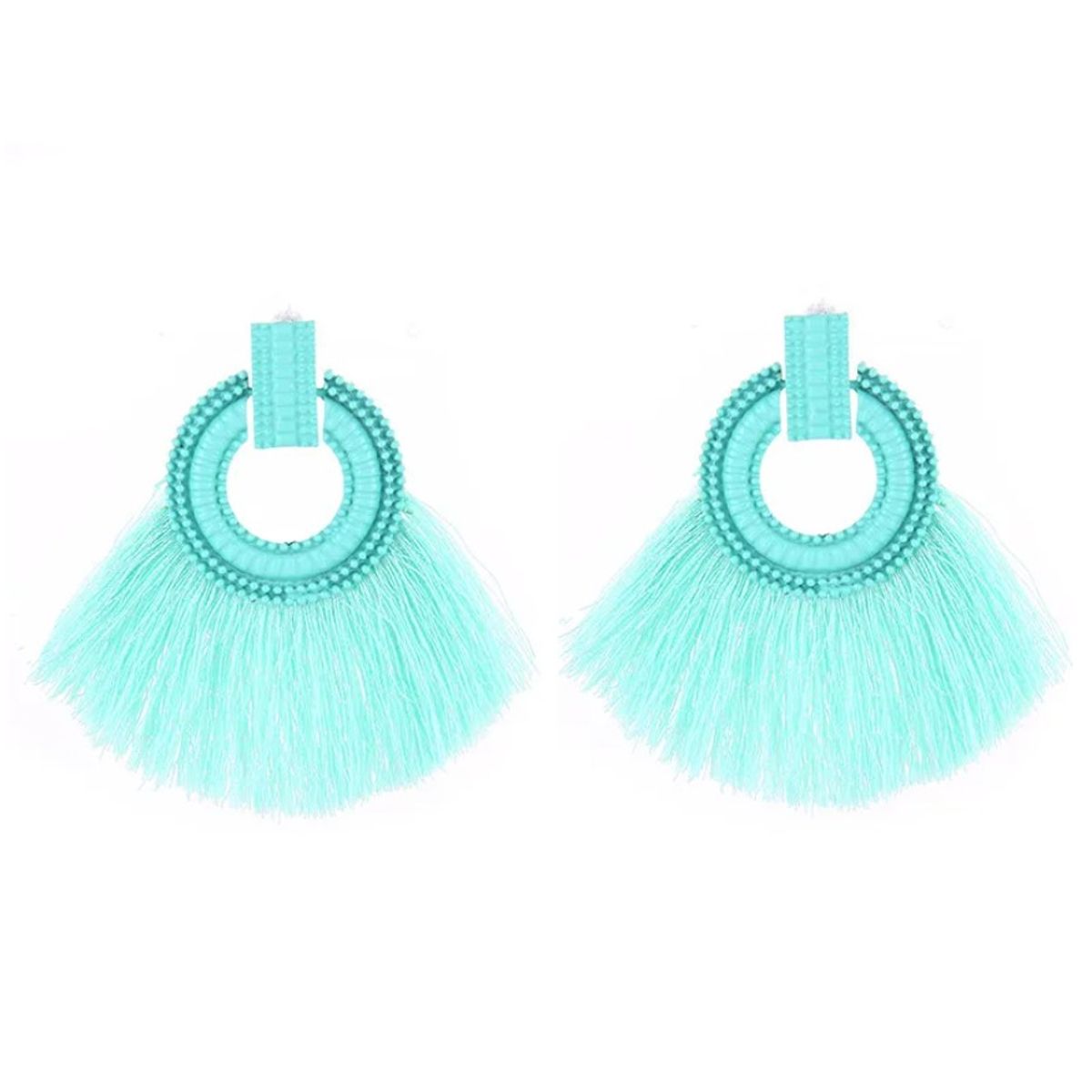 GENERICO - Arete de Borla de Hilo - Verde Agua