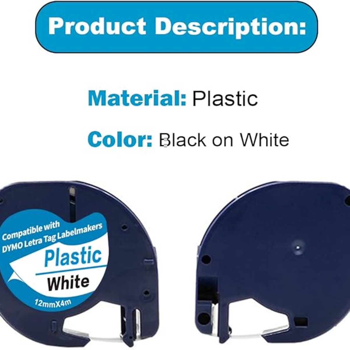 DYMO - CINTA DYMO COMPATIBLE 91201 12MM LETRA NEGRO SOBRE BLANCO