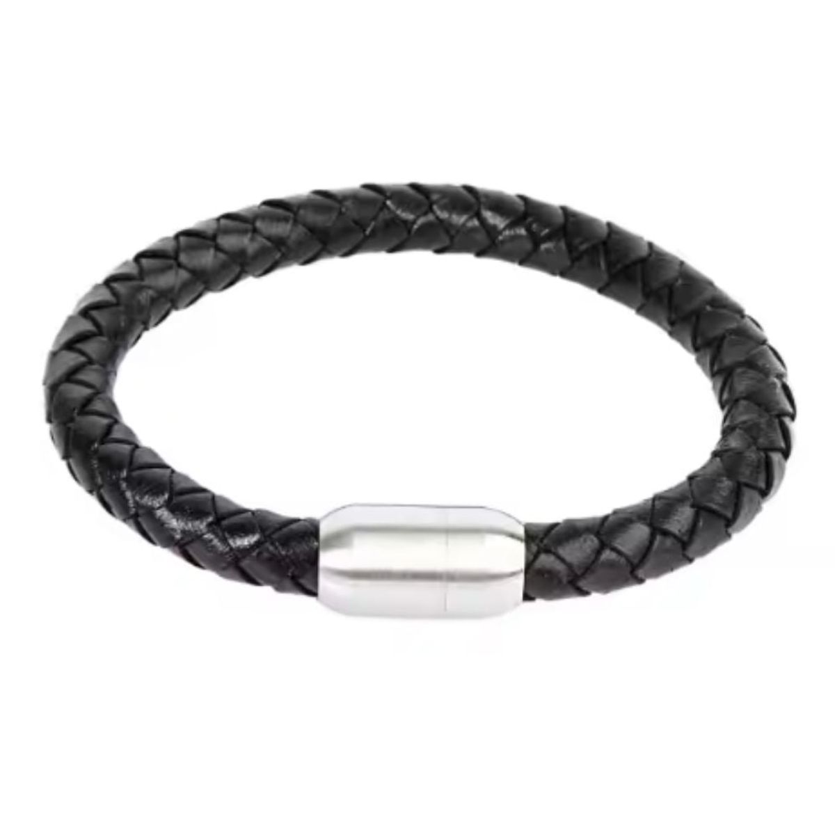 GENERICO - Pulsera Punk de cuero Trenzada con cierre de iman-