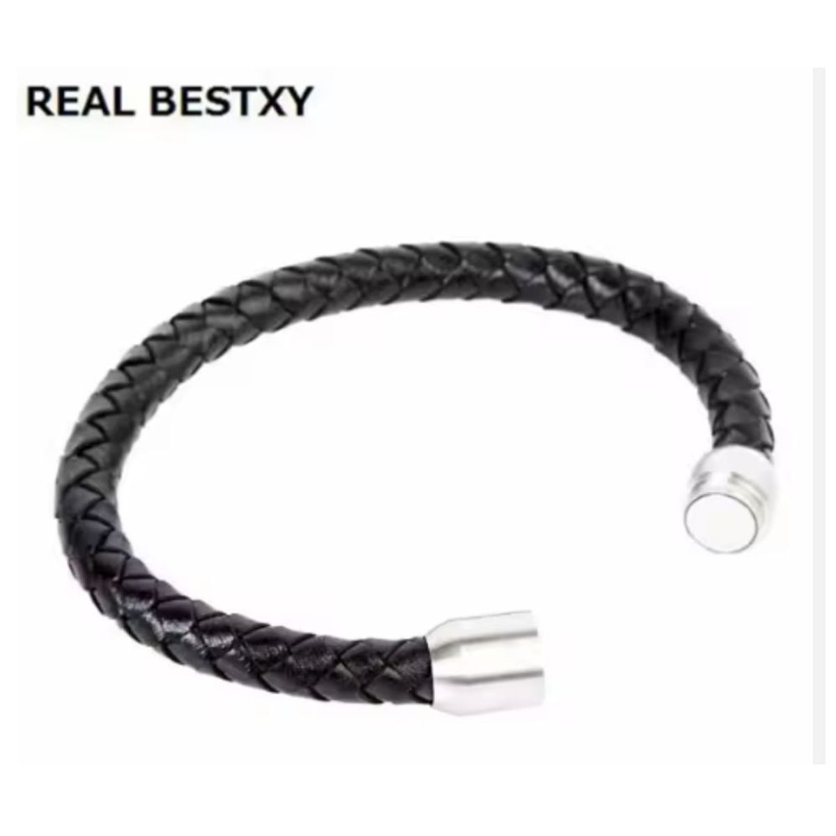 GENERICO - Pulsera Punk de cuero Trenzada con cierre de iman-