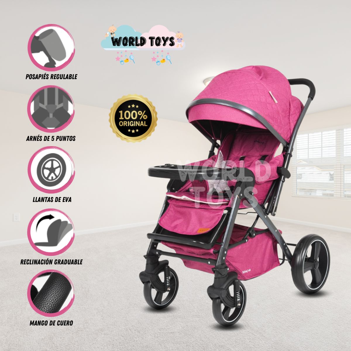 BABY - Coche Cuna de Lujo «BABY PARMAX» Pink