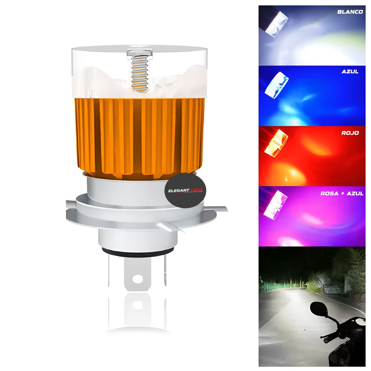 JM IMPORT - Foco  Led H4 Moto Alta Baja Multicolor