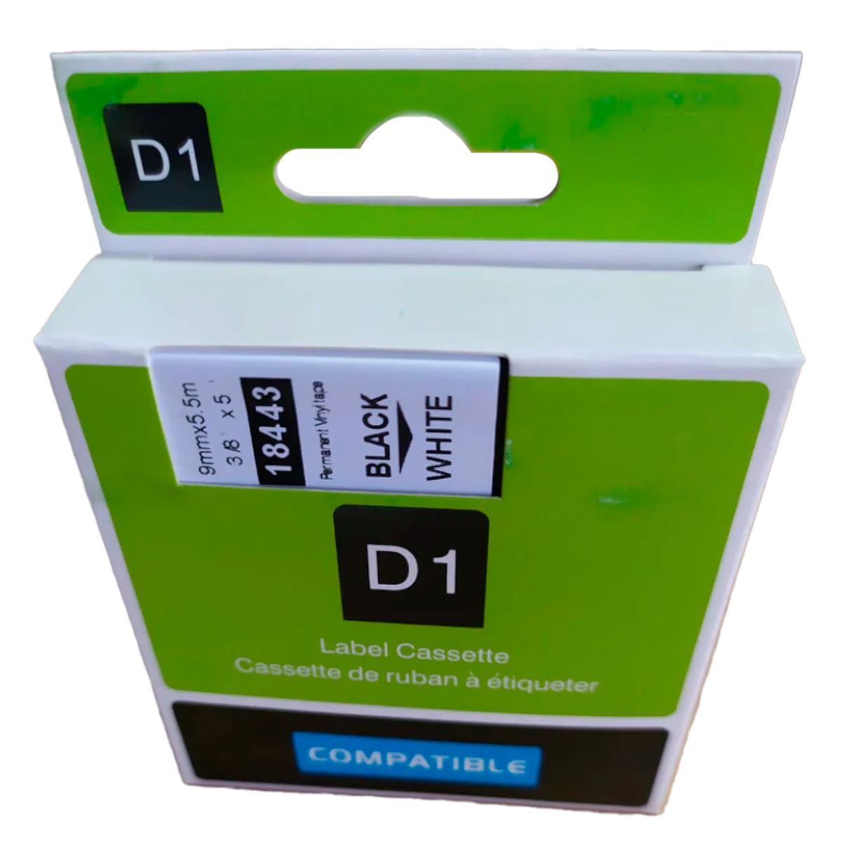 DYMO - CINTA DYMO COMPATIBLE 18443 9MM LETRA NEGRO SOBRE BLANCO