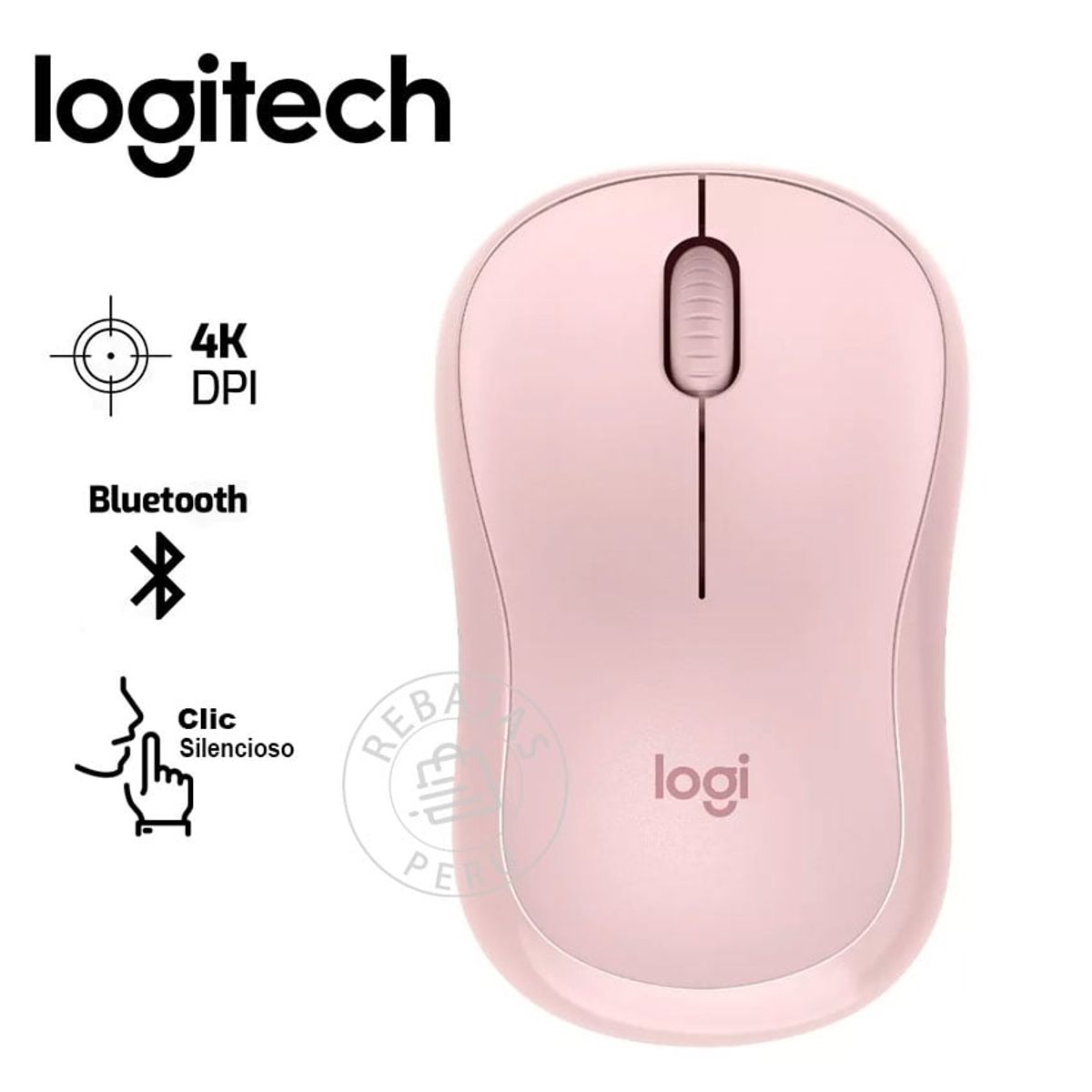 LOGITECH - Logitech M240 Silent Wireless BT Rose Ratón Bluetooth Compacto