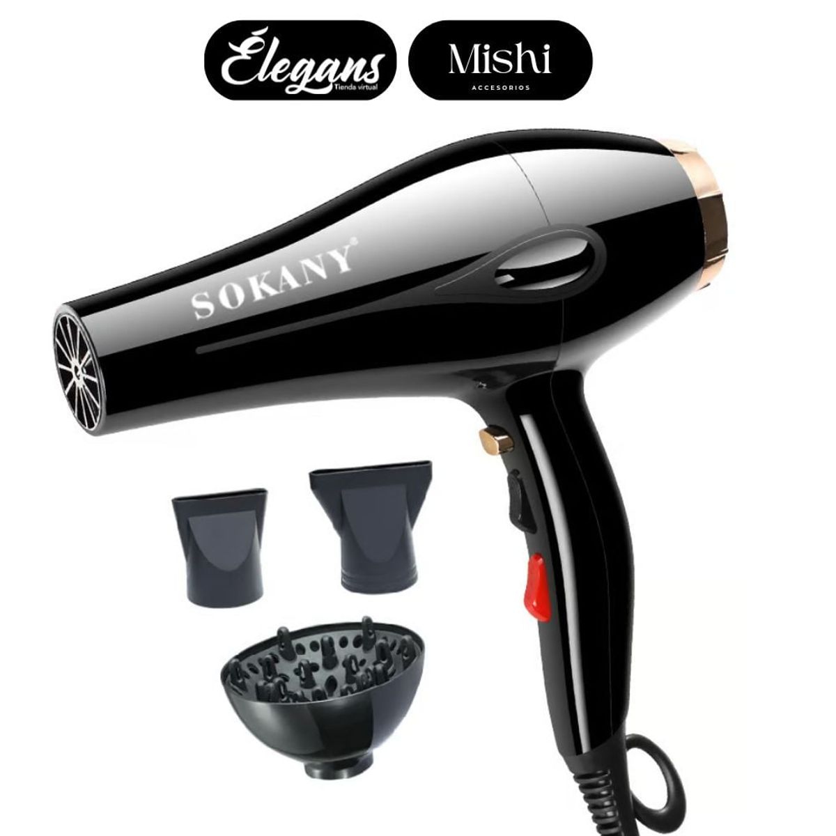 SOKANY - Secadora de cabello Sokany profesional color negro SK8808 Élegans