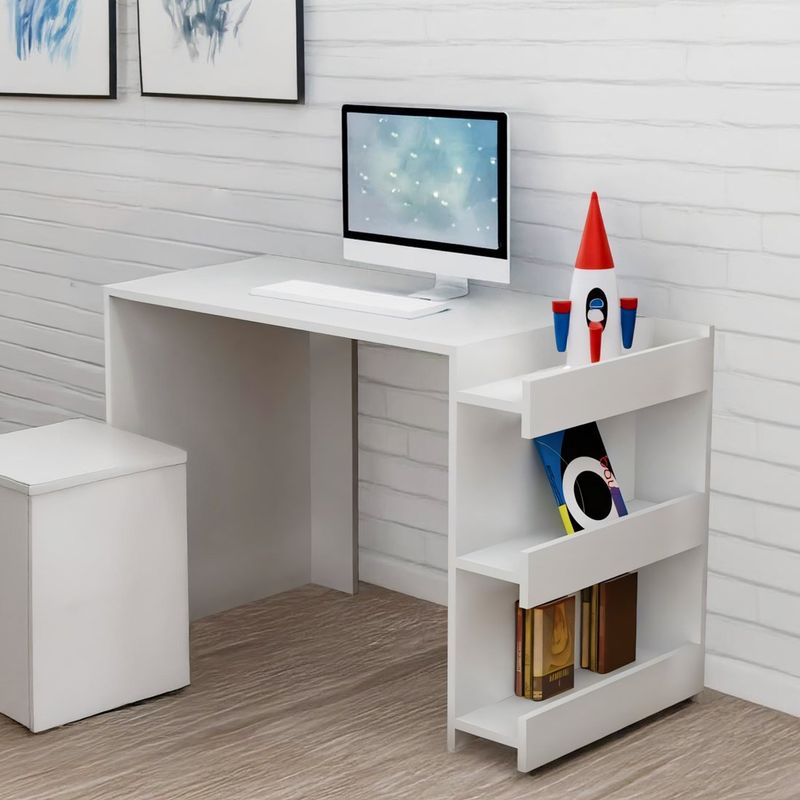 GENERICO - Escritorio Nova Shelve 3 Estantes Blanco 120 cm Huk