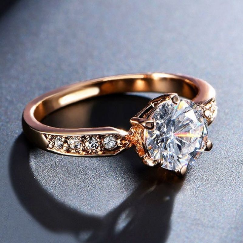 GENERICO - Anillo de Compromiso Imperial Bañado18K Alianza San Valentín Genieka