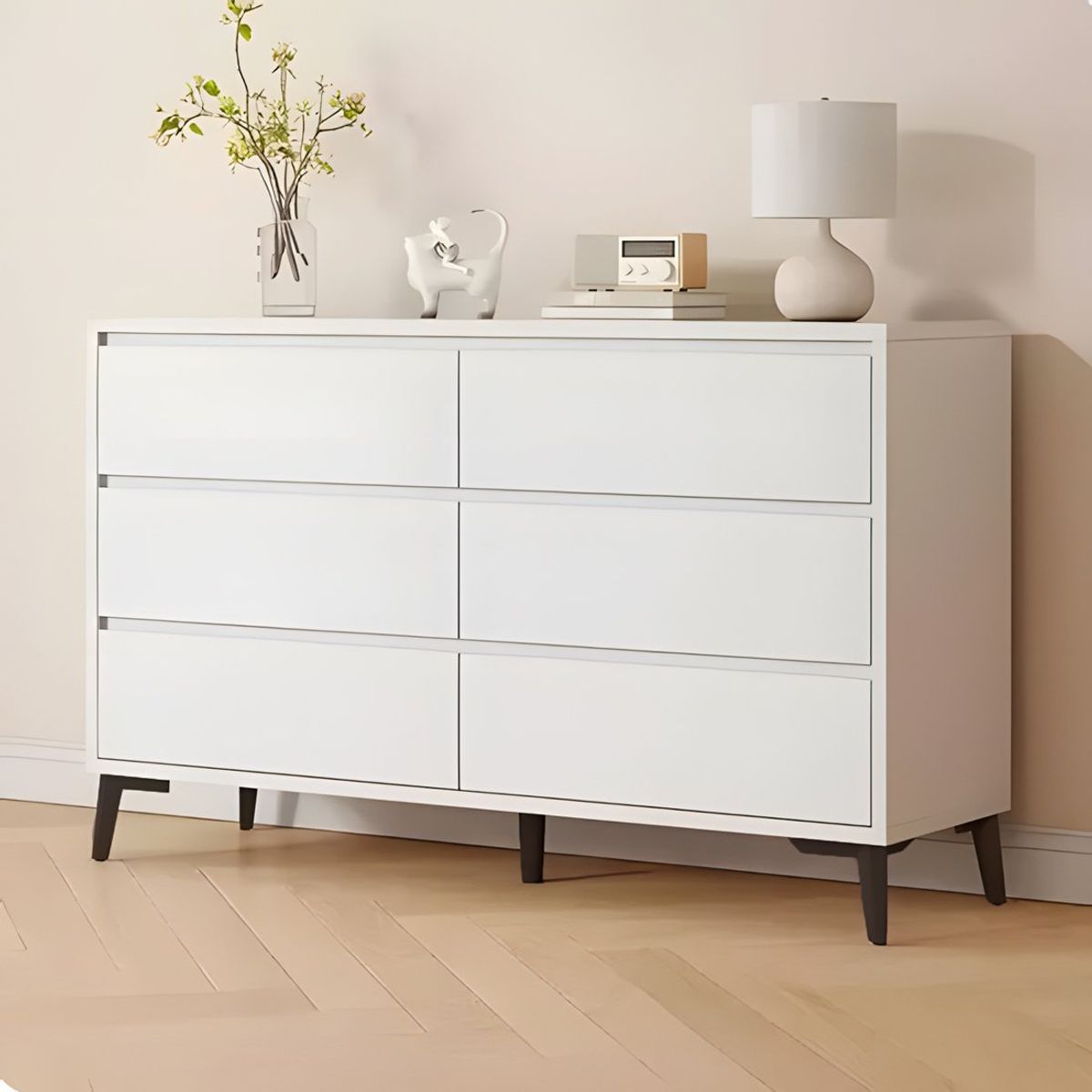 GENERICO - Cómoda Aube 6 Cajones Blanco 120 cm Huk