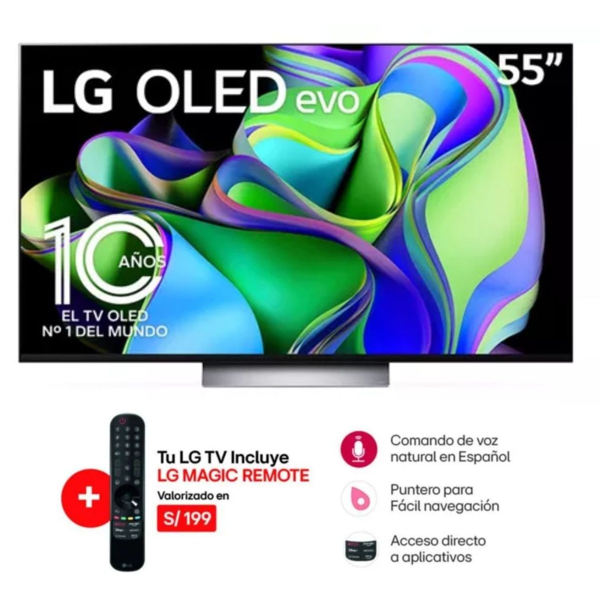 LG - Televisor LG OLED  55" Smart Tv Ultra HD 4K OLED55C3PSA - 2023