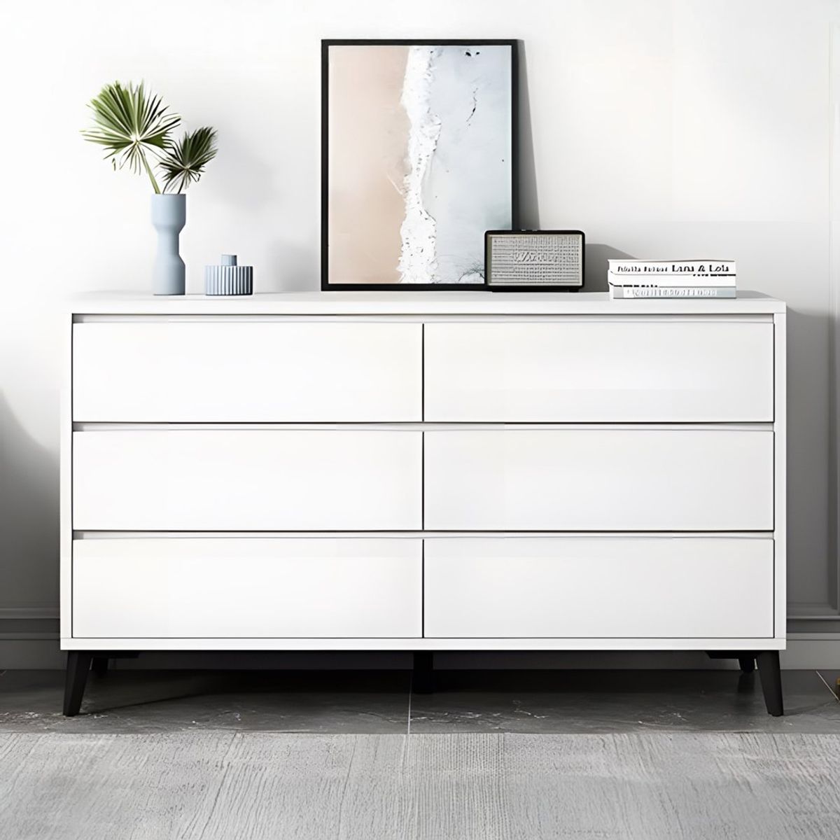 GENERICO - Cómoda Aube 6 Cajones Blanco 140 cm Huk