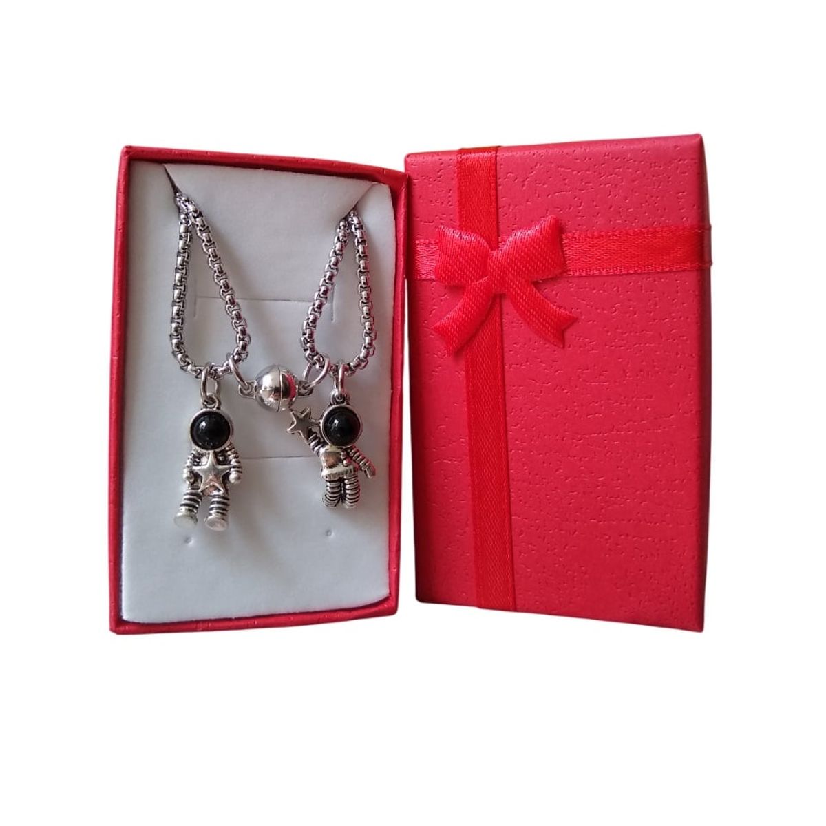 GENERICO - Collar doble astronautas con imán pareja mejores amigos San Valentín