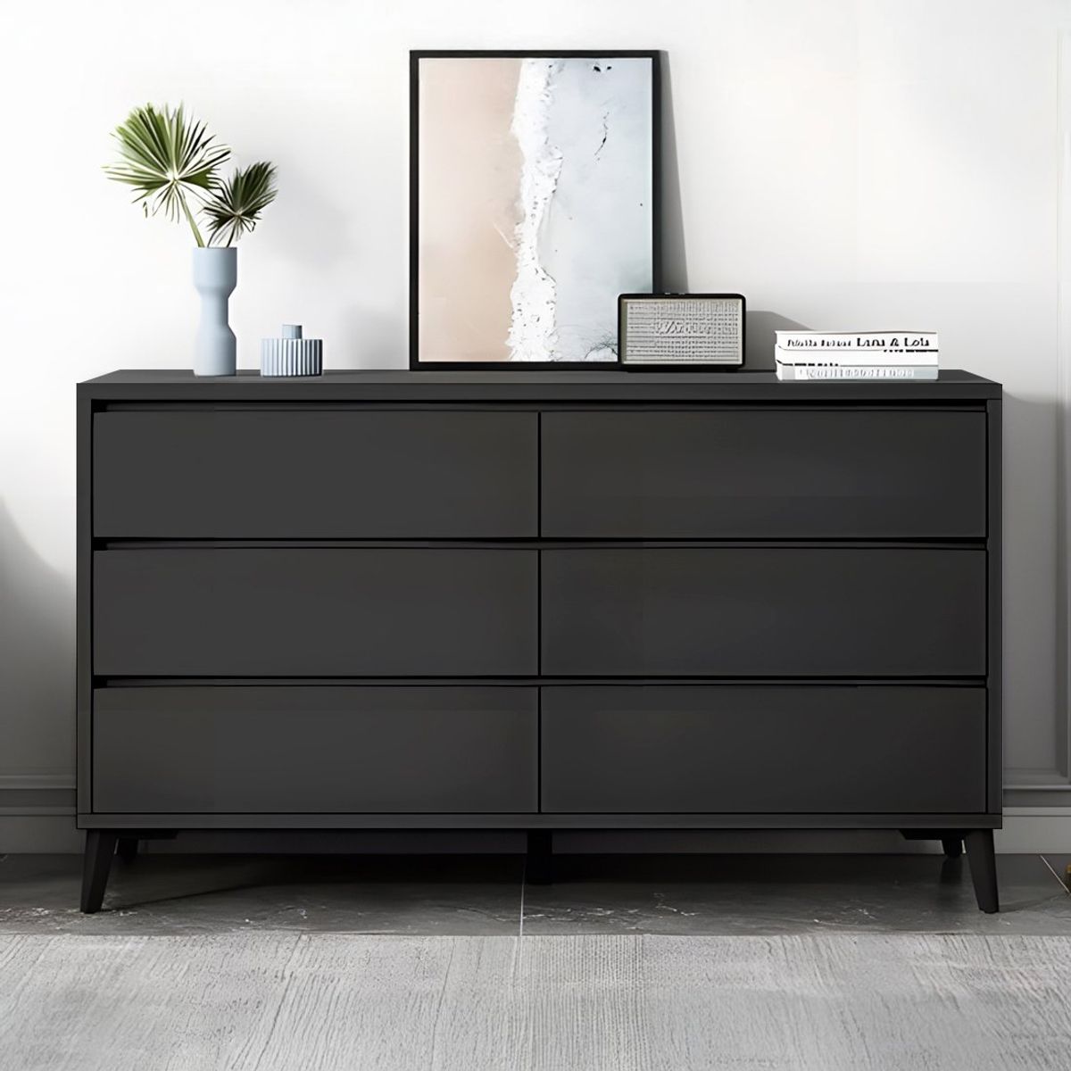 GENERICO - Cómoda Aube 6 Cajones Negro 140 cm Huk