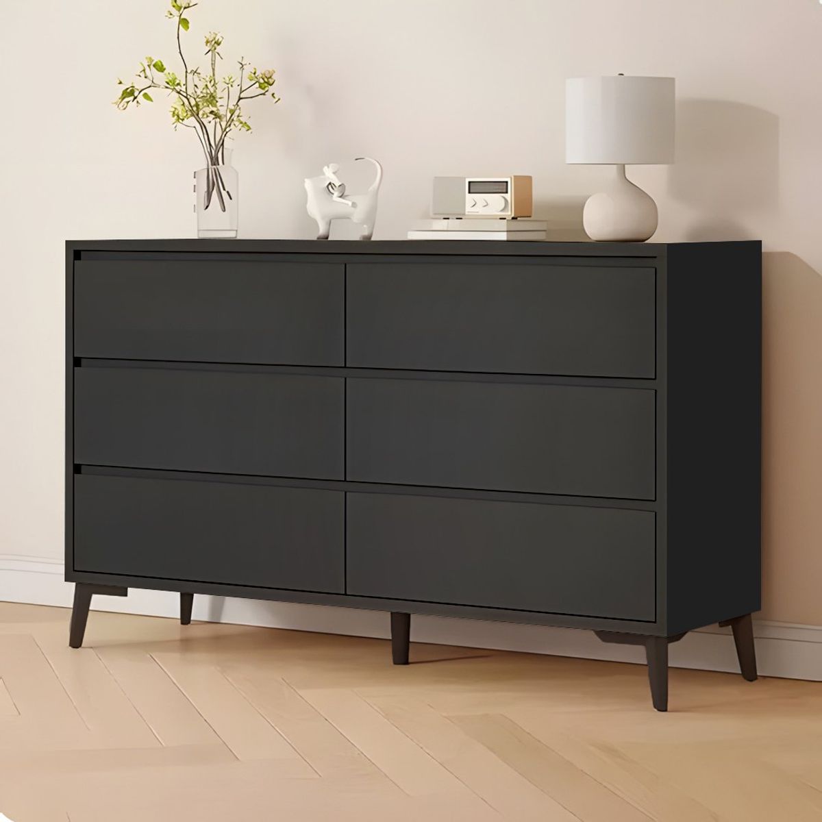 GENERICO - Cómoda Aube 6 Cajones Negro 120 cm Huk