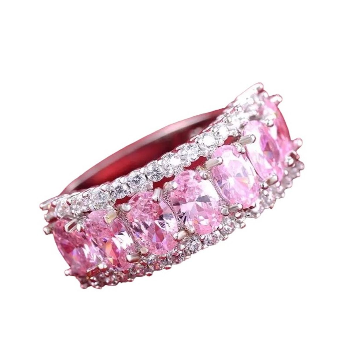 GENERICO - Anillo de Compromiso Cristal Rose Bañado18k Novia San Valentín Genieka