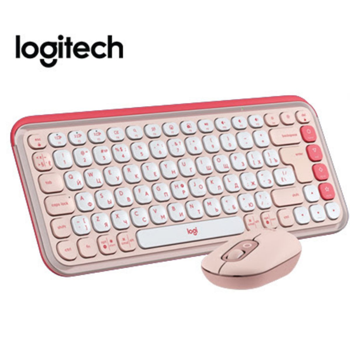 LOGITECH - TECLADO LOGITECH + MOUSE POP ICON ROSADO BLUETOOTH