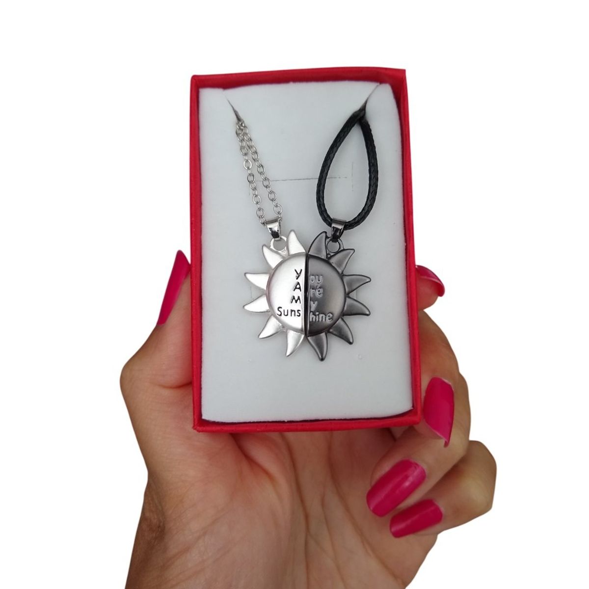 GENERICO - Collar doble sol sunshine imán pareja mejores amigos San Valentín