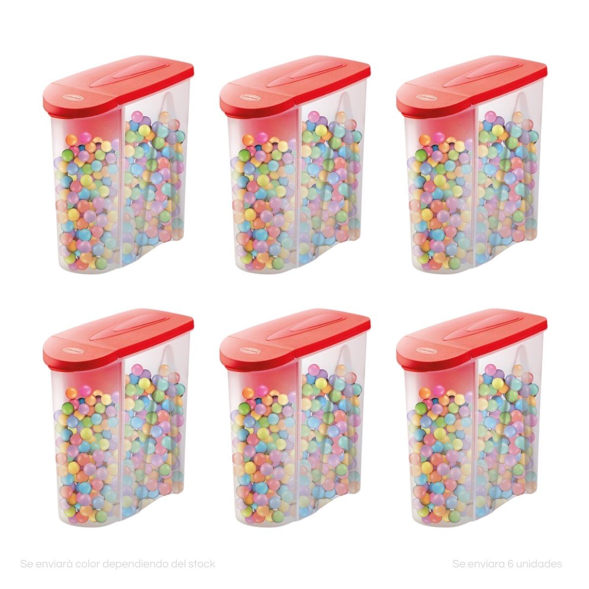 POLINPLAST - Set de 6 Dispensadores Madrid N° 3 con Tapa Hermética