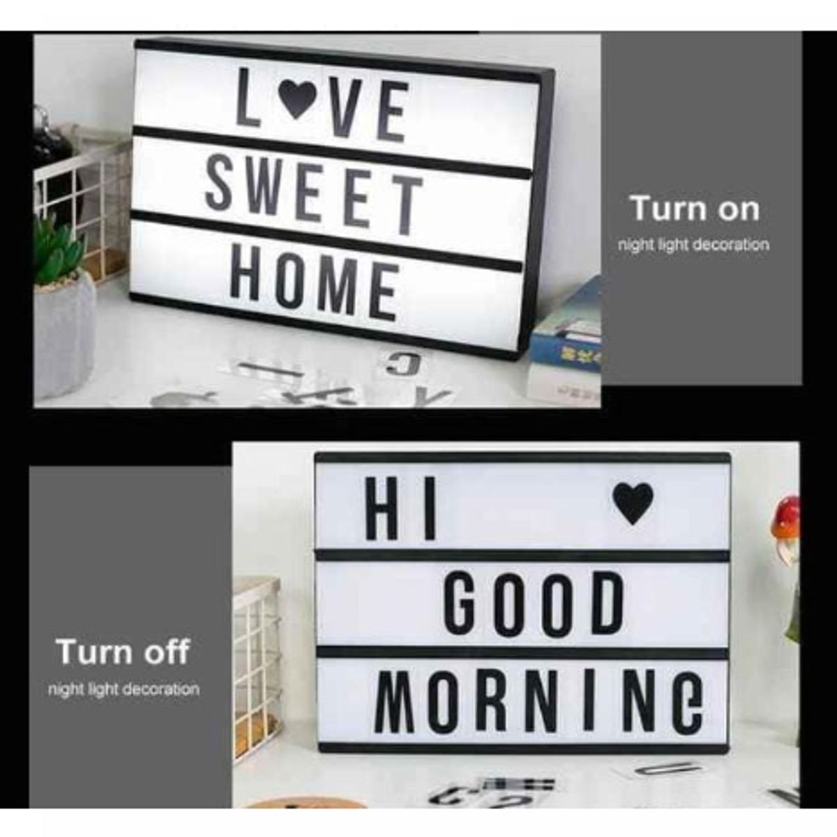 GENERICO - Pizarra Led con Letras Negras  Intercambiables