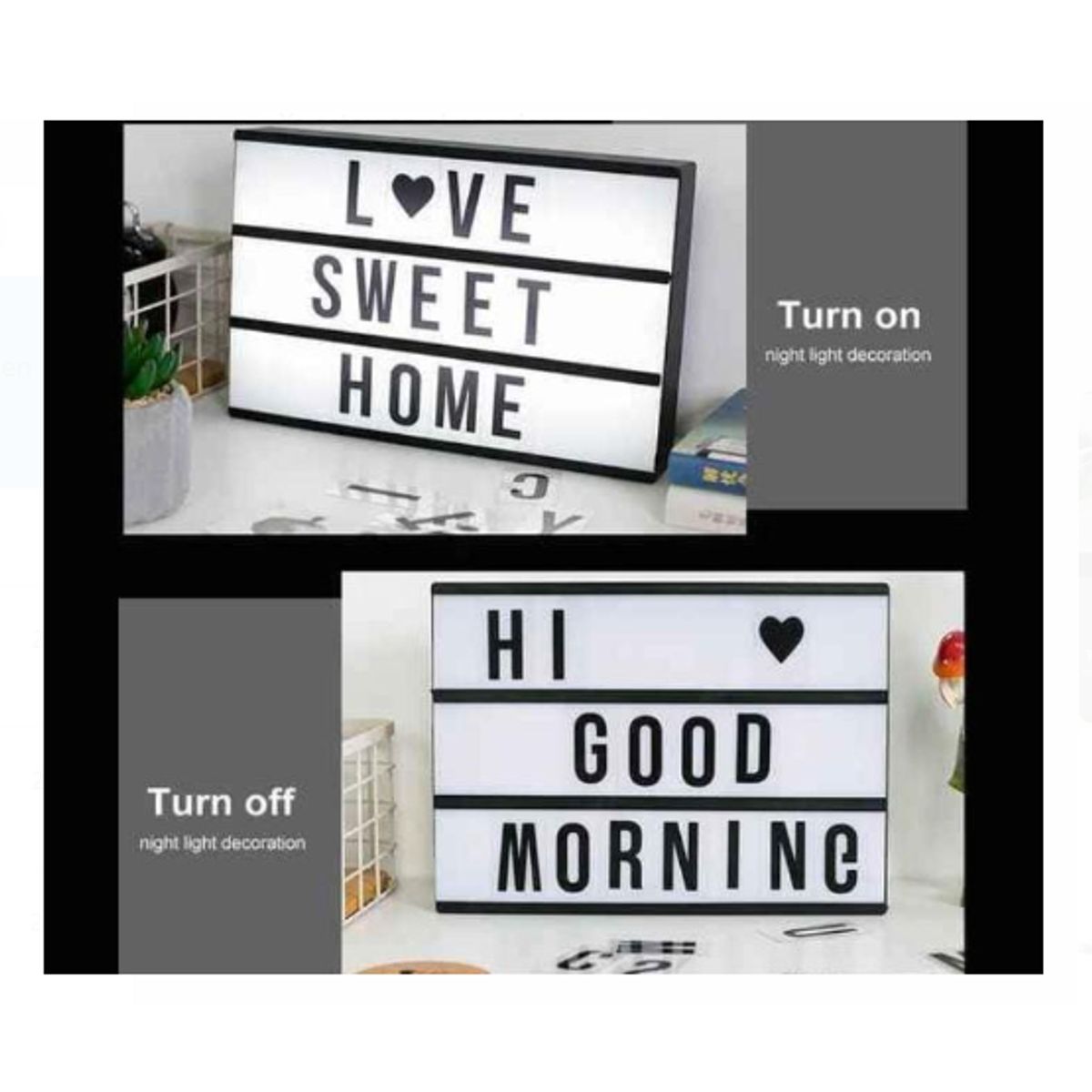 GENERICO - Pizarra Led con Letras Negras  Intercambiables