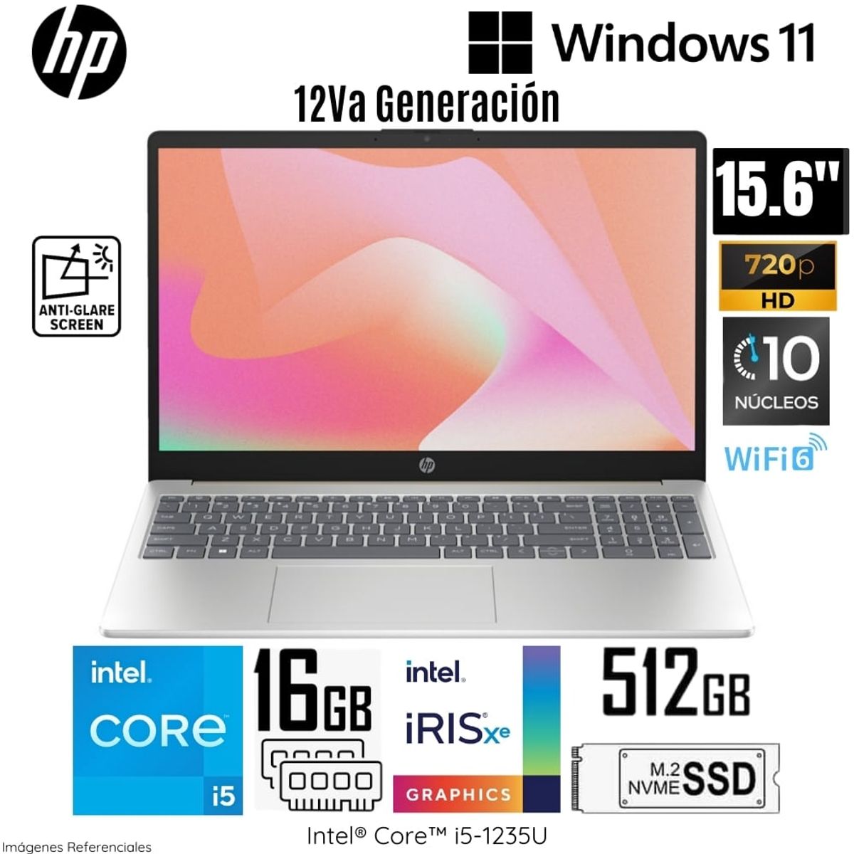 HP - Laptop HP 15-FD0053LA Intel Core i5 1235U 16GB RAM 512GB SSD 156 HD Dorado Cálido - A47BMLA