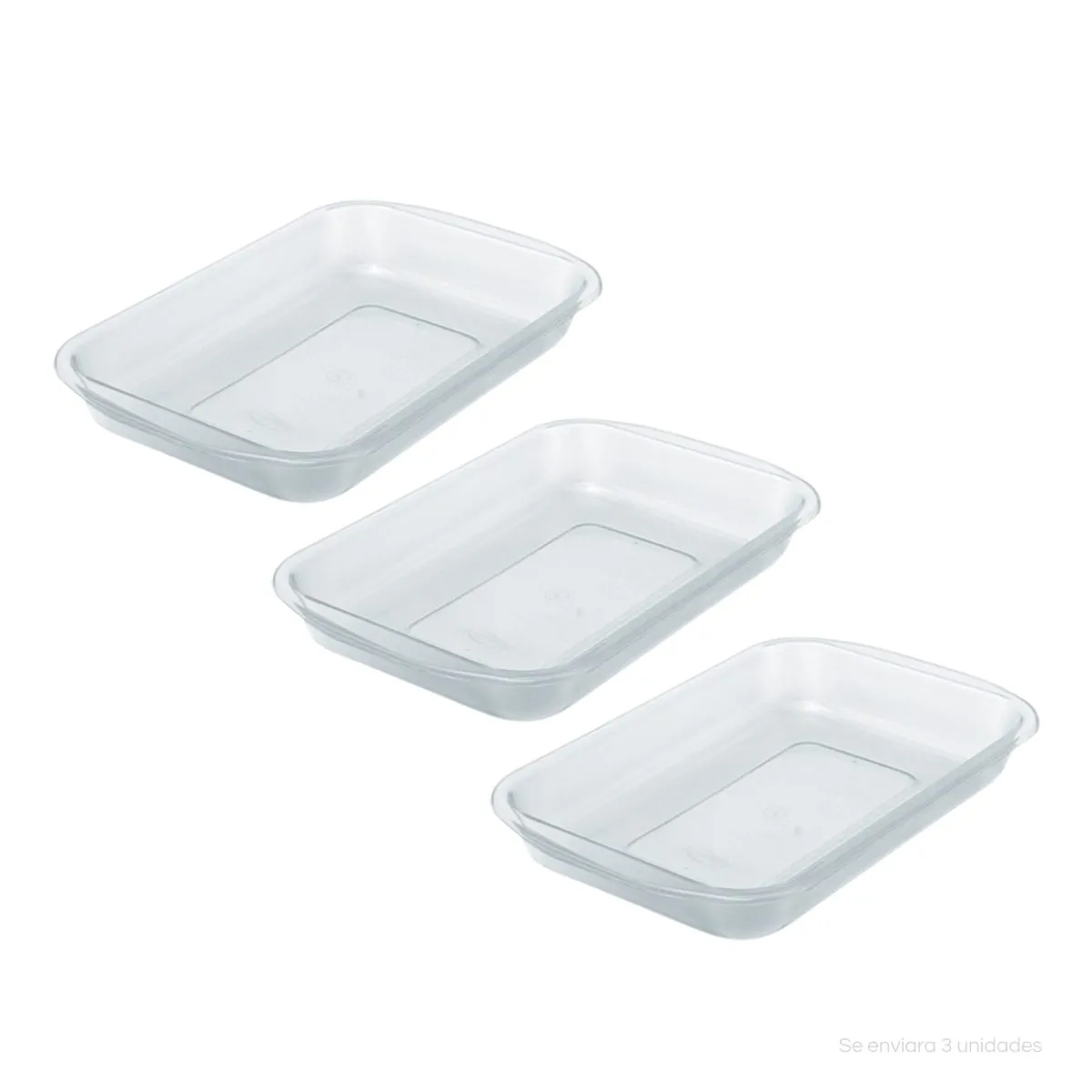 POLINPLAST - Set de 3 Fuentes Familiares Transparentes New Resistentes