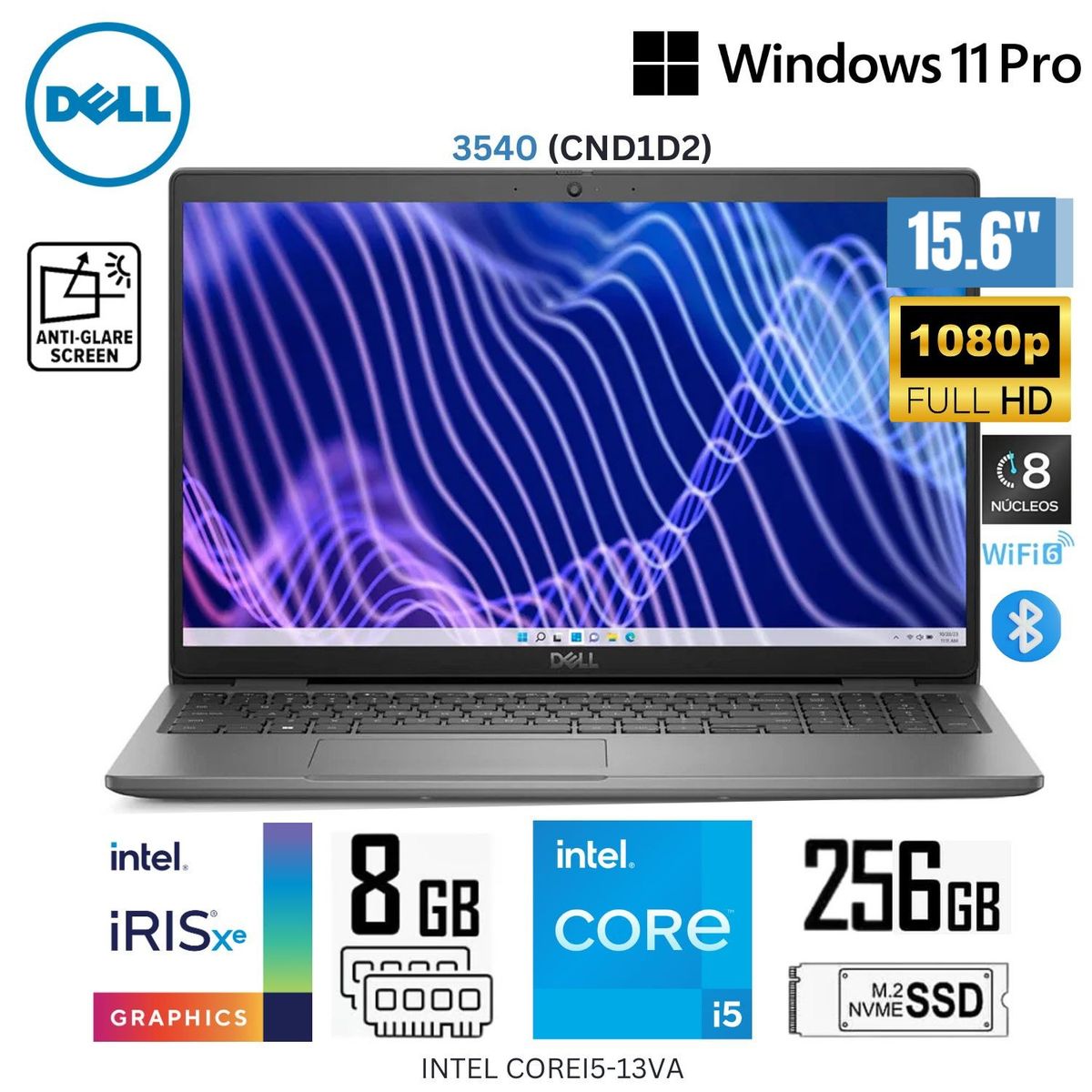 DELL - Laptop Dell Latitude 3540 Intel Core i5-1335U 8GB RAM 256GB SSD 15.6" FHD Win 11 Pro - CND1D2