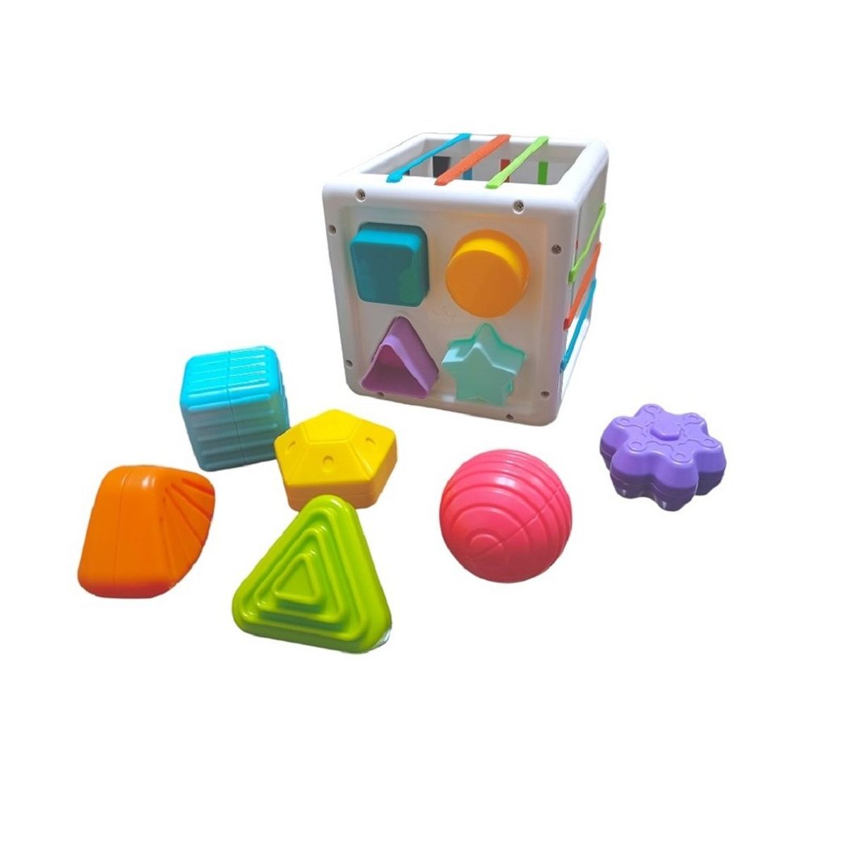 GENERICO - juego sensorial - Cubo de encaje con bandas montessori