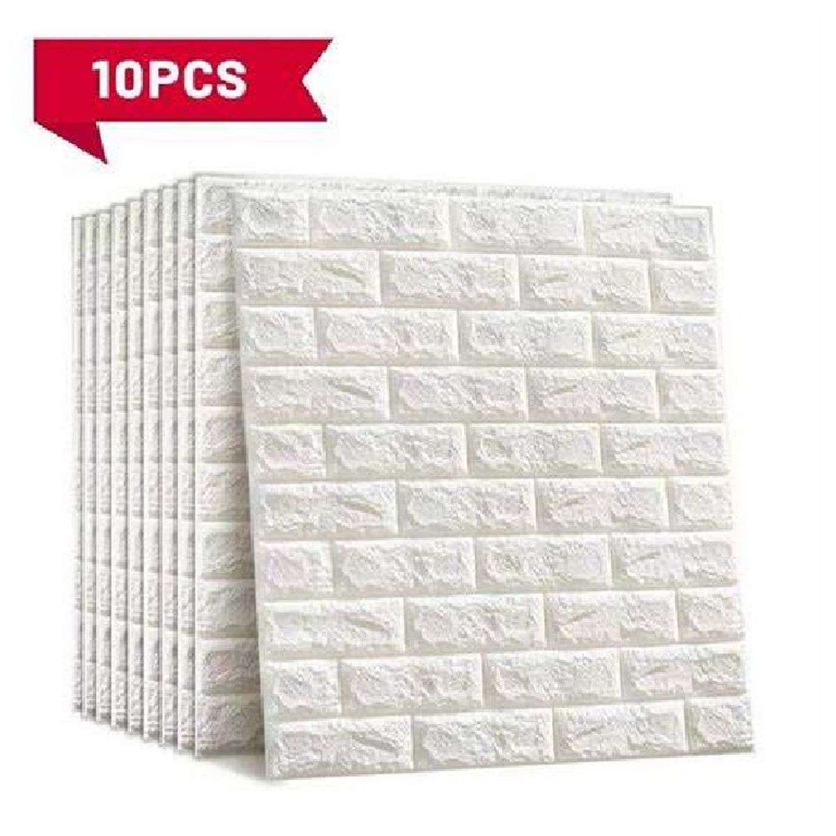 GENERICO - SET X 10 PAPEL TAPIZ  AUTOADHESIVO 3D LADRILLO BLANCO