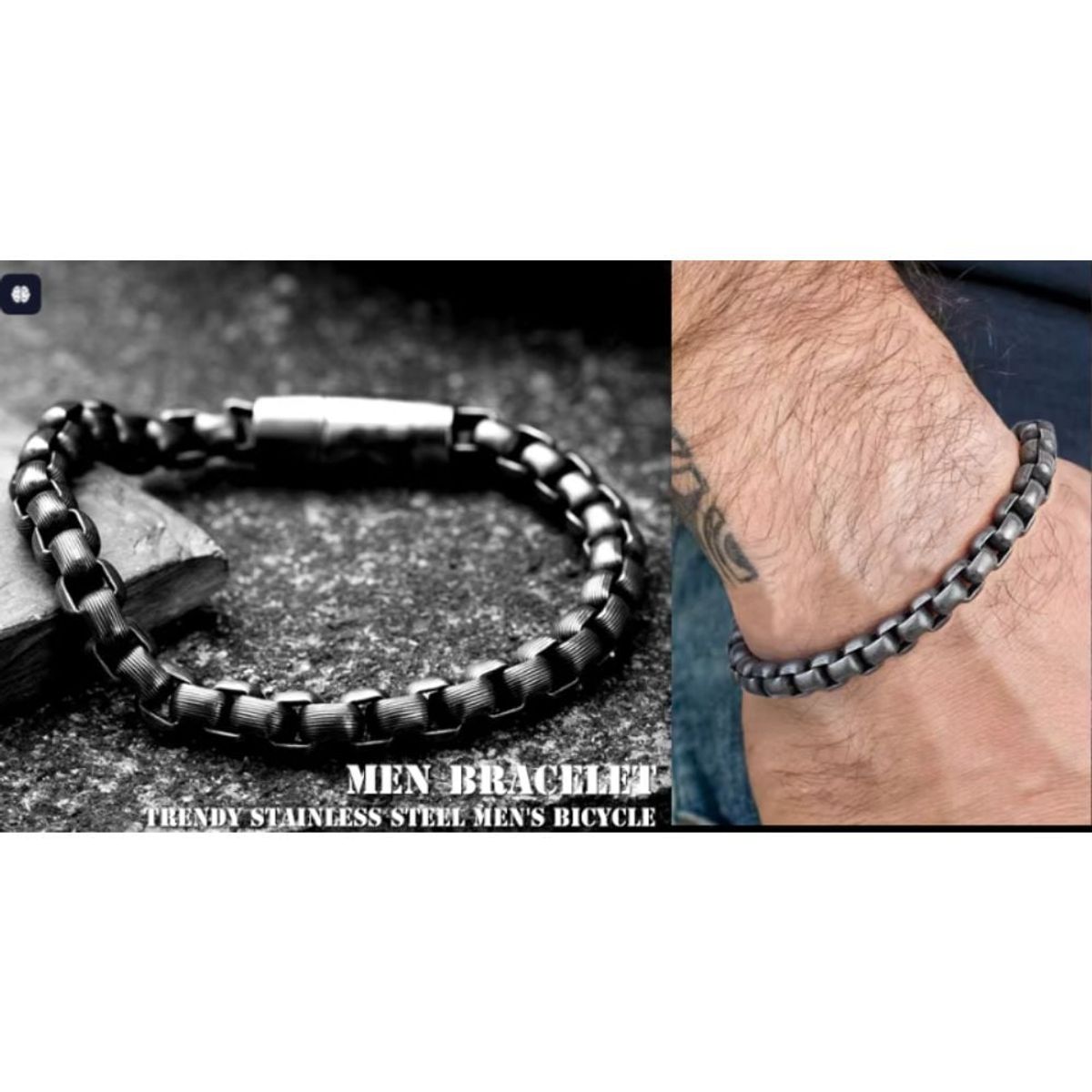GENERICO - Pulsera de eslabones de acero inoxidable joyería masculina fina