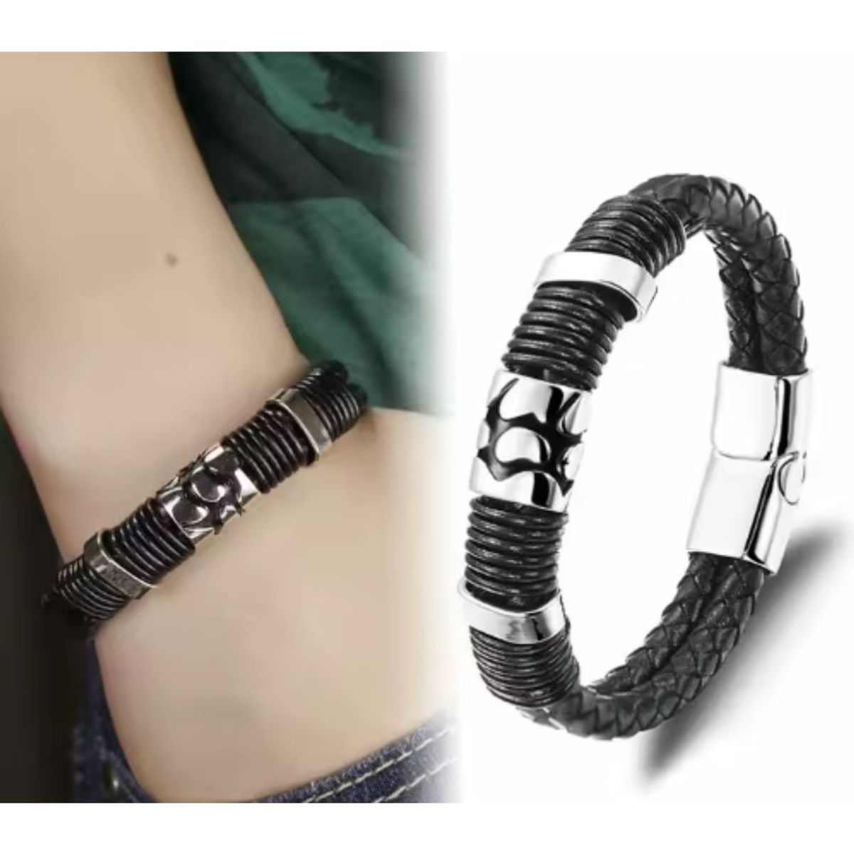 GENERICO - Pulsera De Caballero De Cuero Elegante Y Juvenil 64