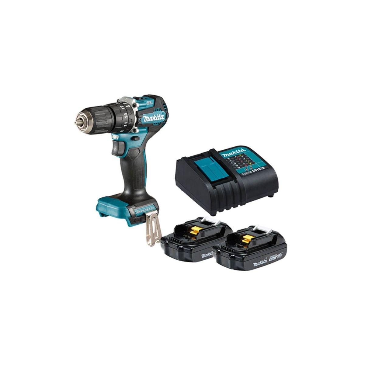 MAKITA - Taladro Percutor 1/2" 18V LXT BL 40Nm 2 Bat 1.5 Ah Makita DHP487SYX2