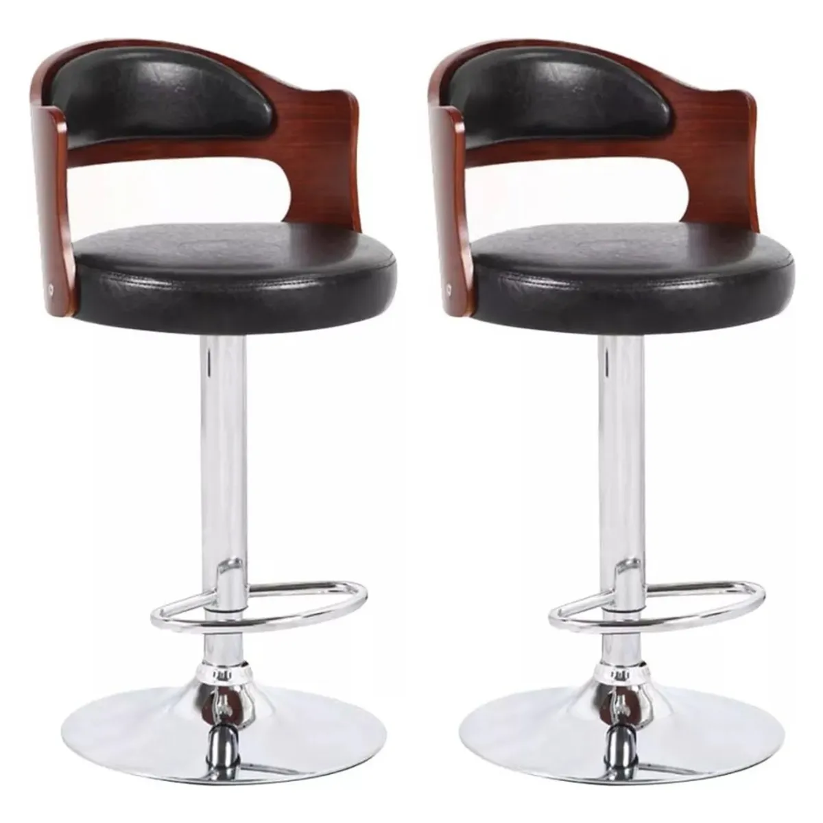 U BUY - Pack 2 Sillas Piso Bar Taburete Regulable Maderaecocuero