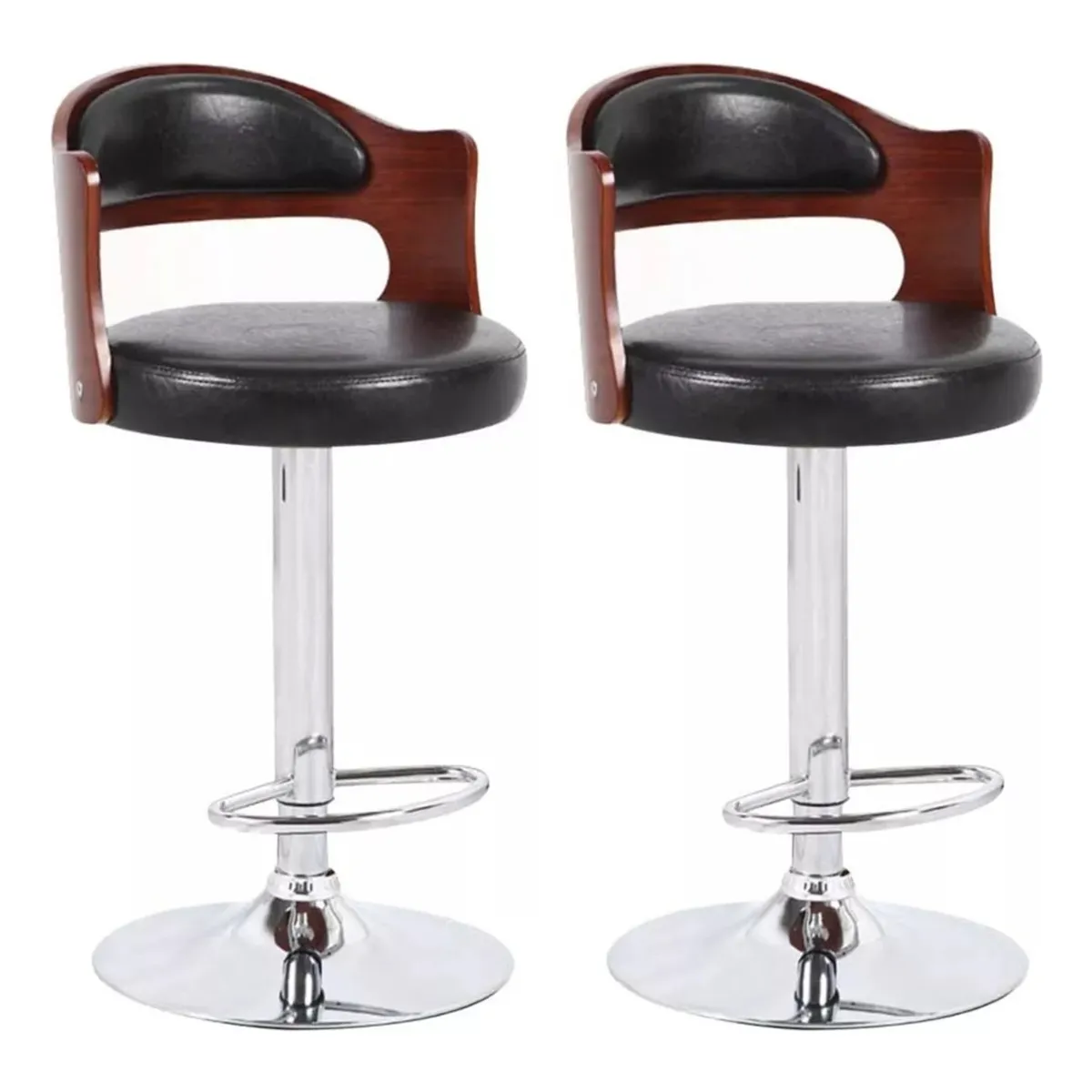 U BUY - Pack 2 Sillas Piso Bar Taburete Regulable Maderaecocuero
