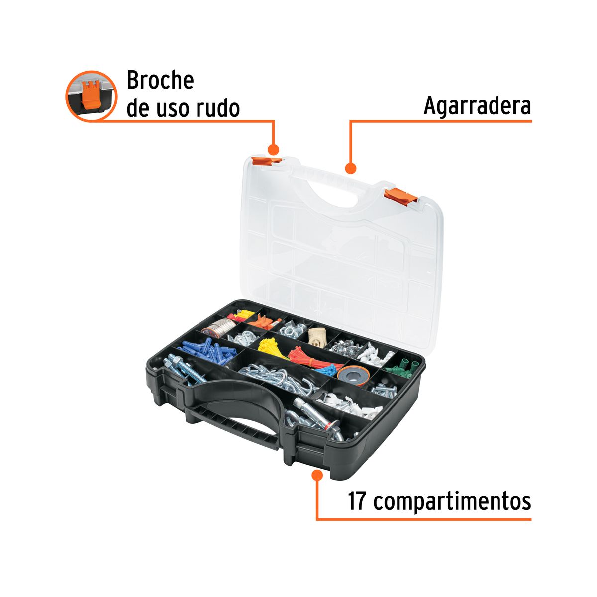 TRUPER - Organizador 17" reforzado con 17 compartimentos, Truper