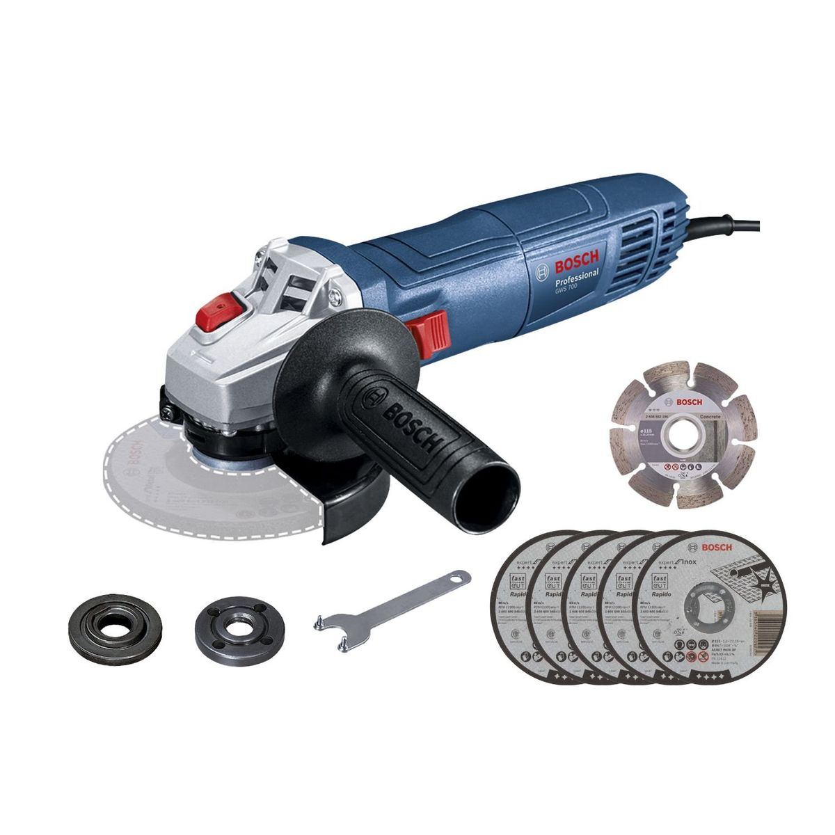 BOSCH - Amoladora angular 710w + 5 discos Bosch