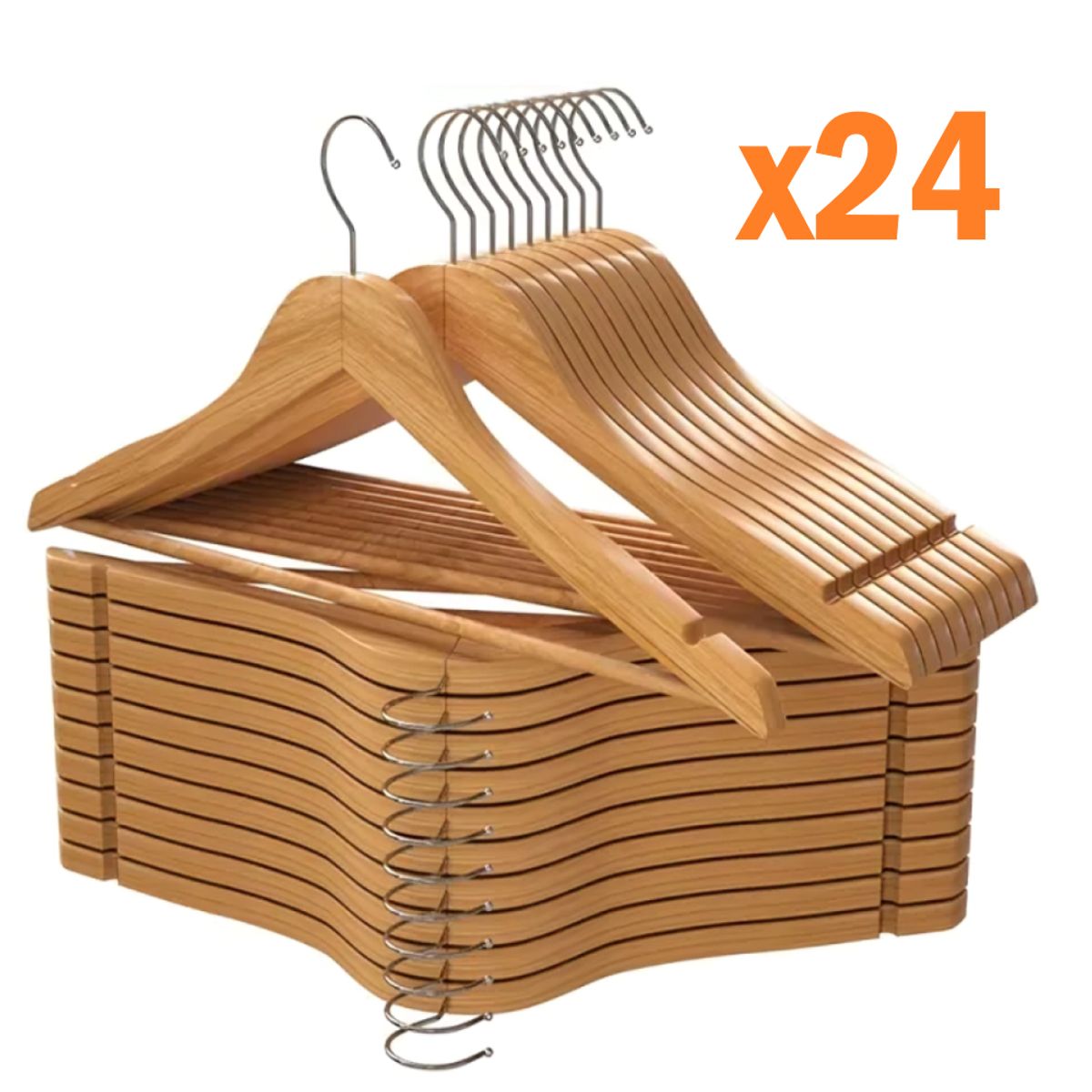 GENERICO - Ganchos Colgadores Para Ropa de madera - 24 unidades