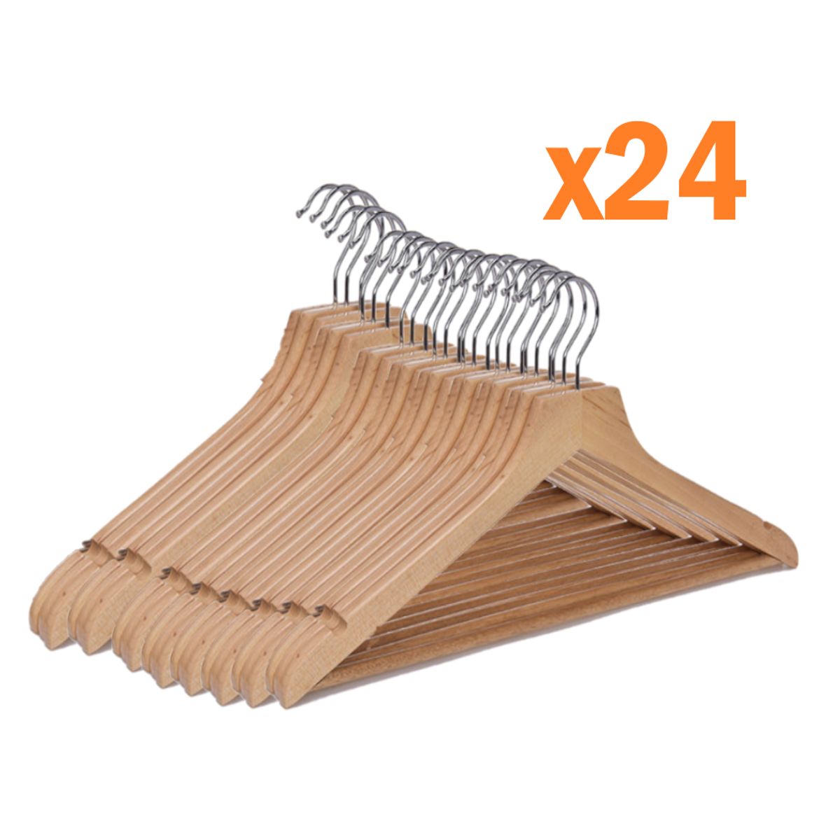 GENERICO - 24 ganchos colgadores perchas de madera de ropa - 44 x 22 cm