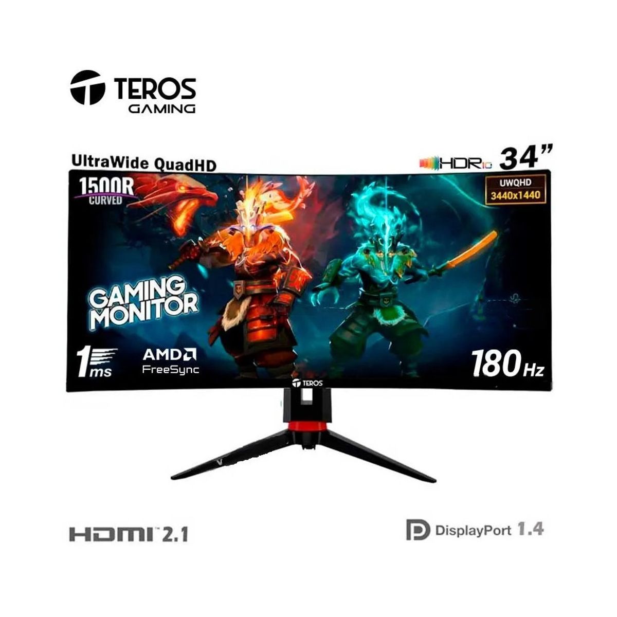 TEROS - Monitor Teros GAMER TE-3412G 34' ULTRAWIDE VA 2K Curvo 180Hz 1MS DisplayPort HDMI 2.1