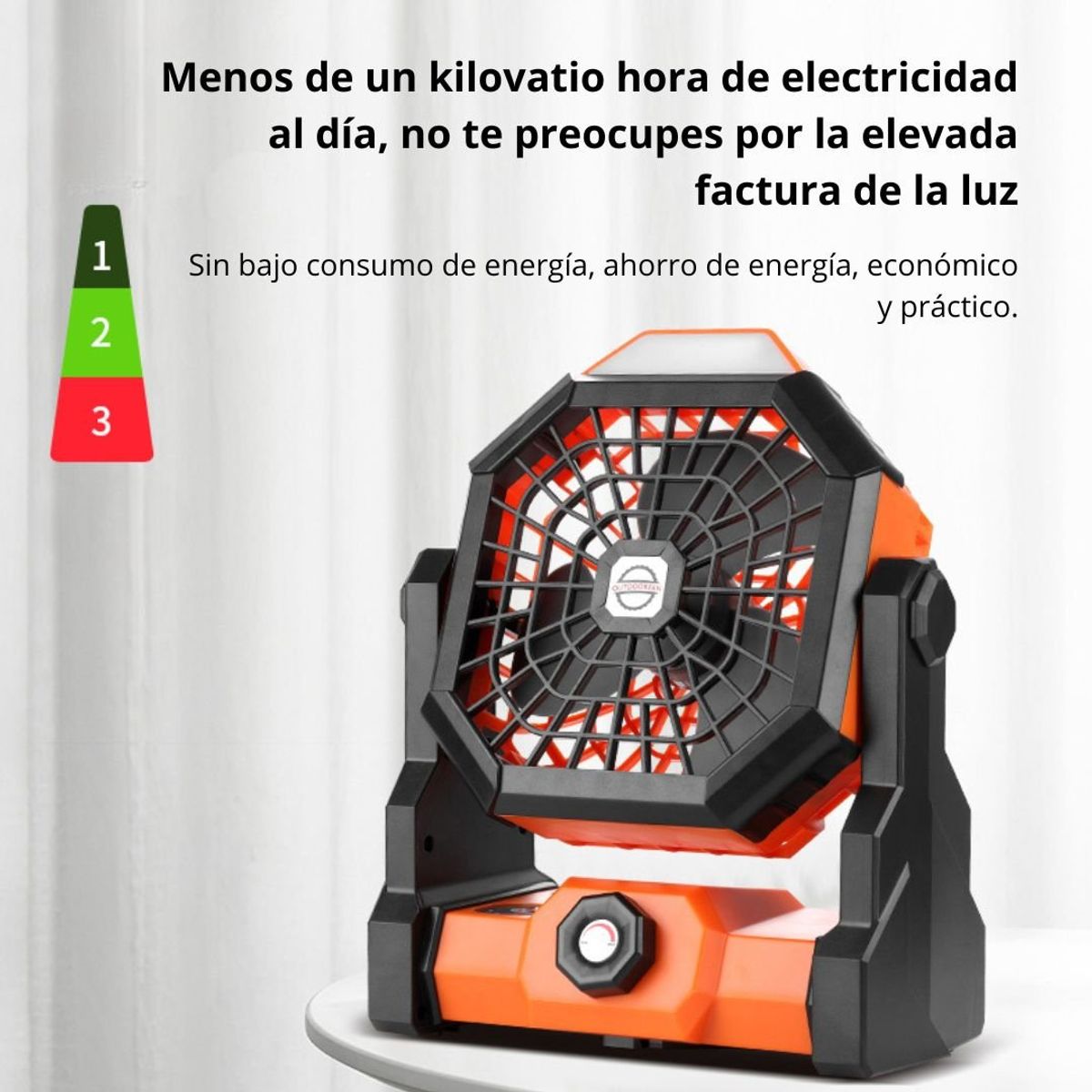 OEM - Ventilador de Camping Recargable 270° con Gancho Iluminación Led FS-X3