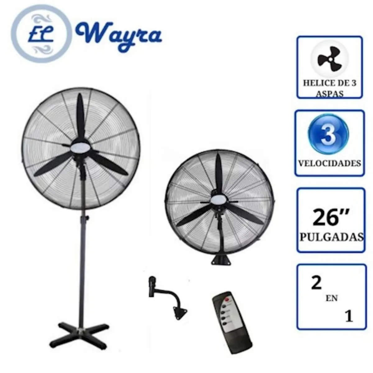 GENERICO - Ventilador Industrial WAYRA WI2602 pedestal y pared 26 con Control