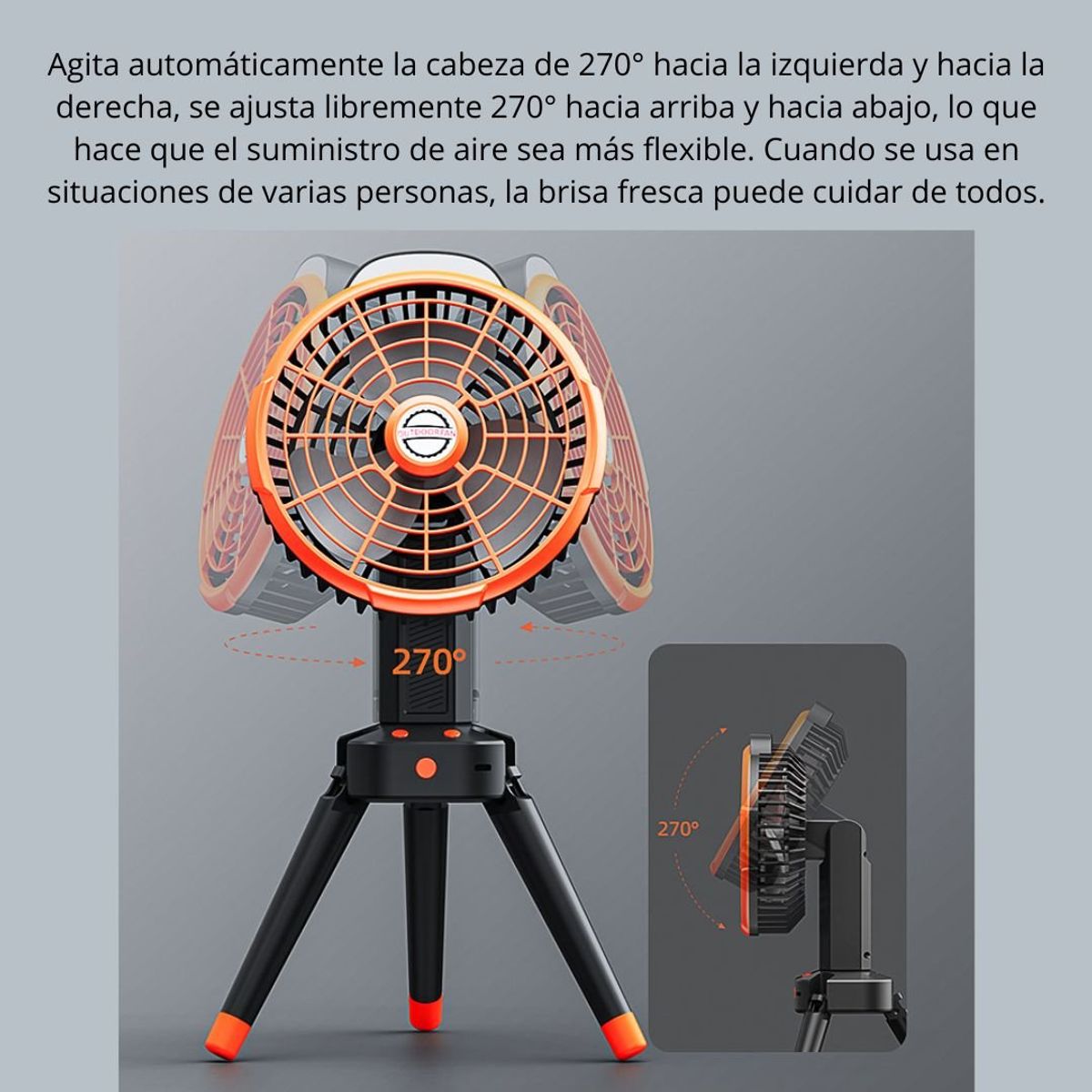 OEM - Ventilador de Camping Recargable con Trípode Luz Led con Gancho FS-X6