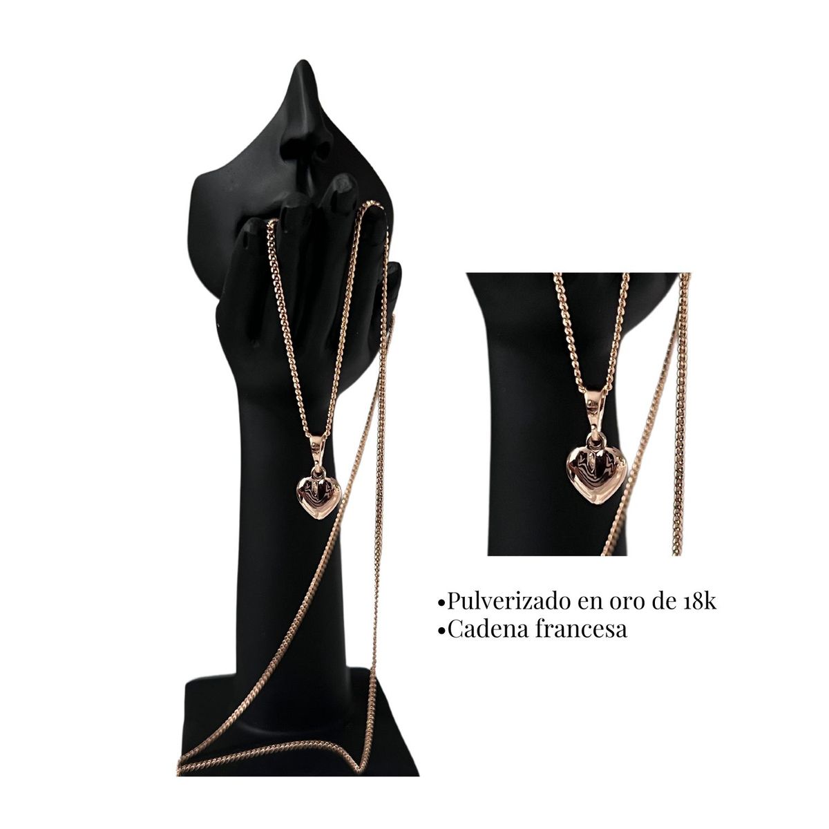 GENERICO - Collar Dije corazón pulverizado con oro rosé de 18k