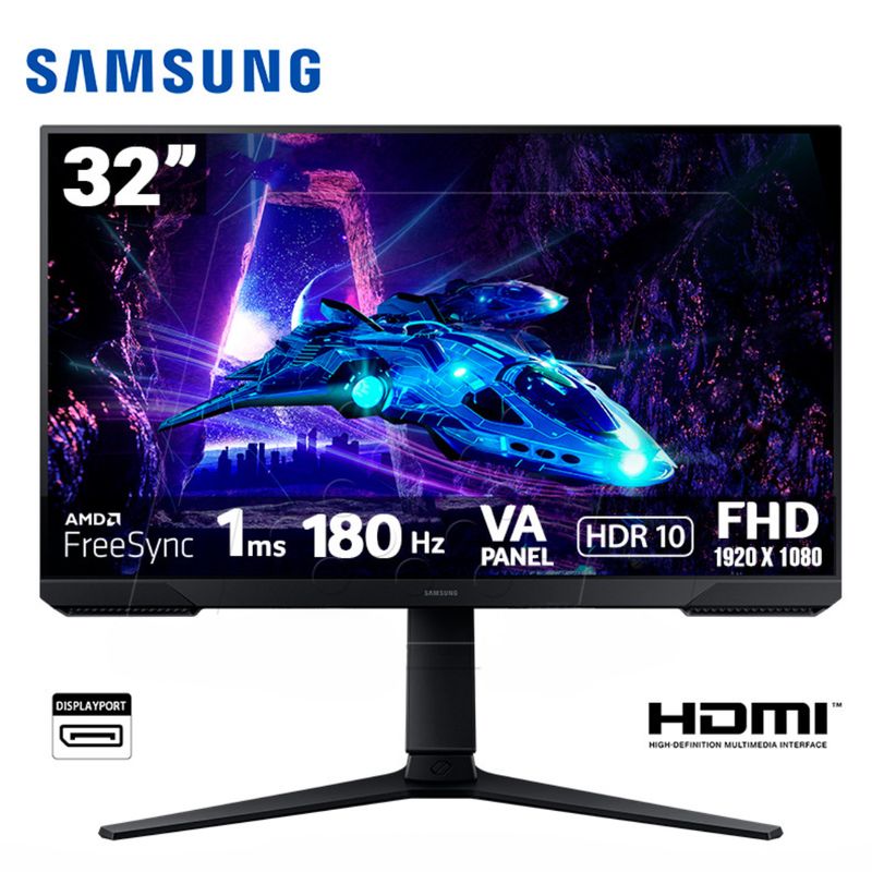 SAMSUNG - Monitor plano gaming SAMSUNG ODYSSEY G3 32 FHD VA 180Hz