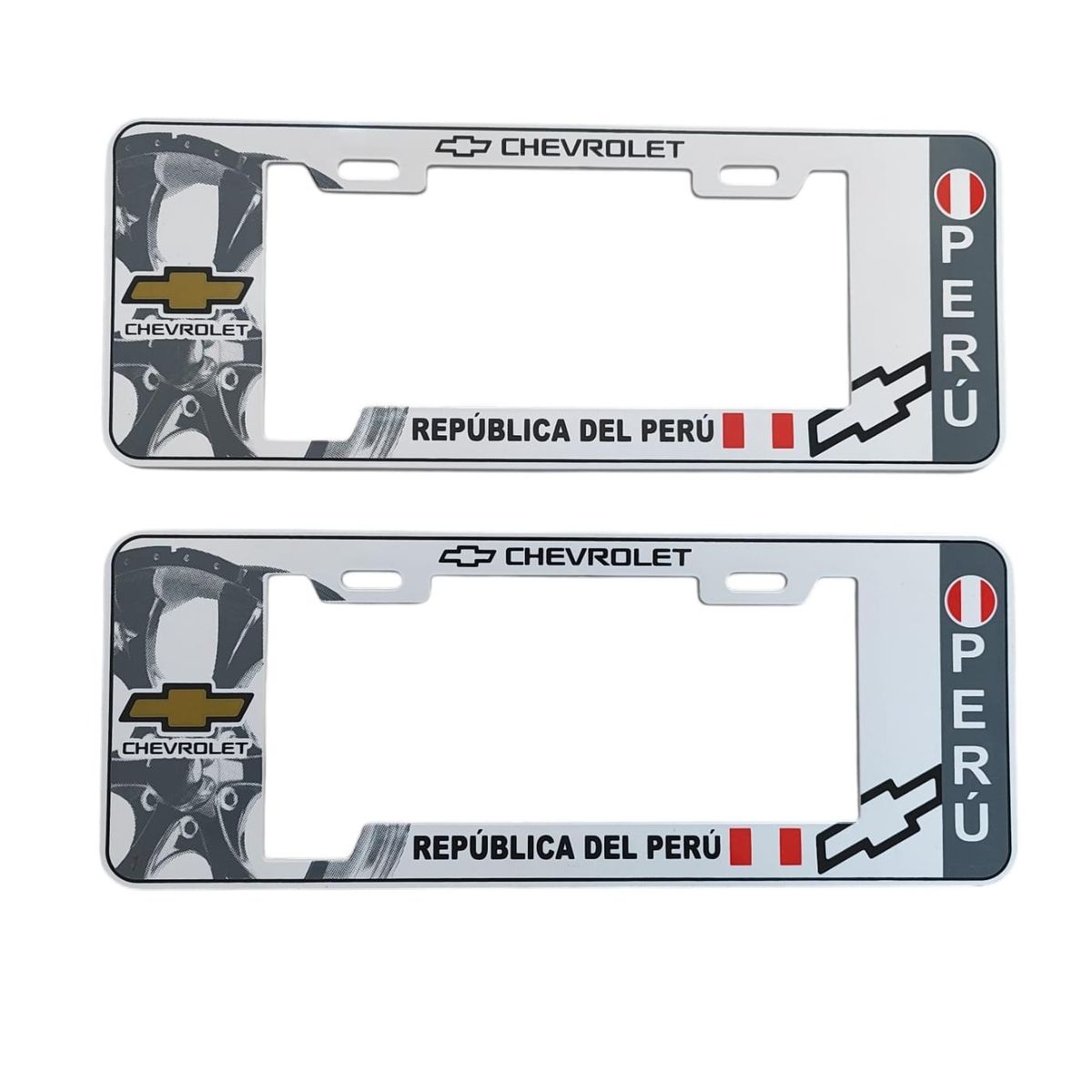 GENERICO - Porta Placa Modelo Europeo Perú Chevr Blanco