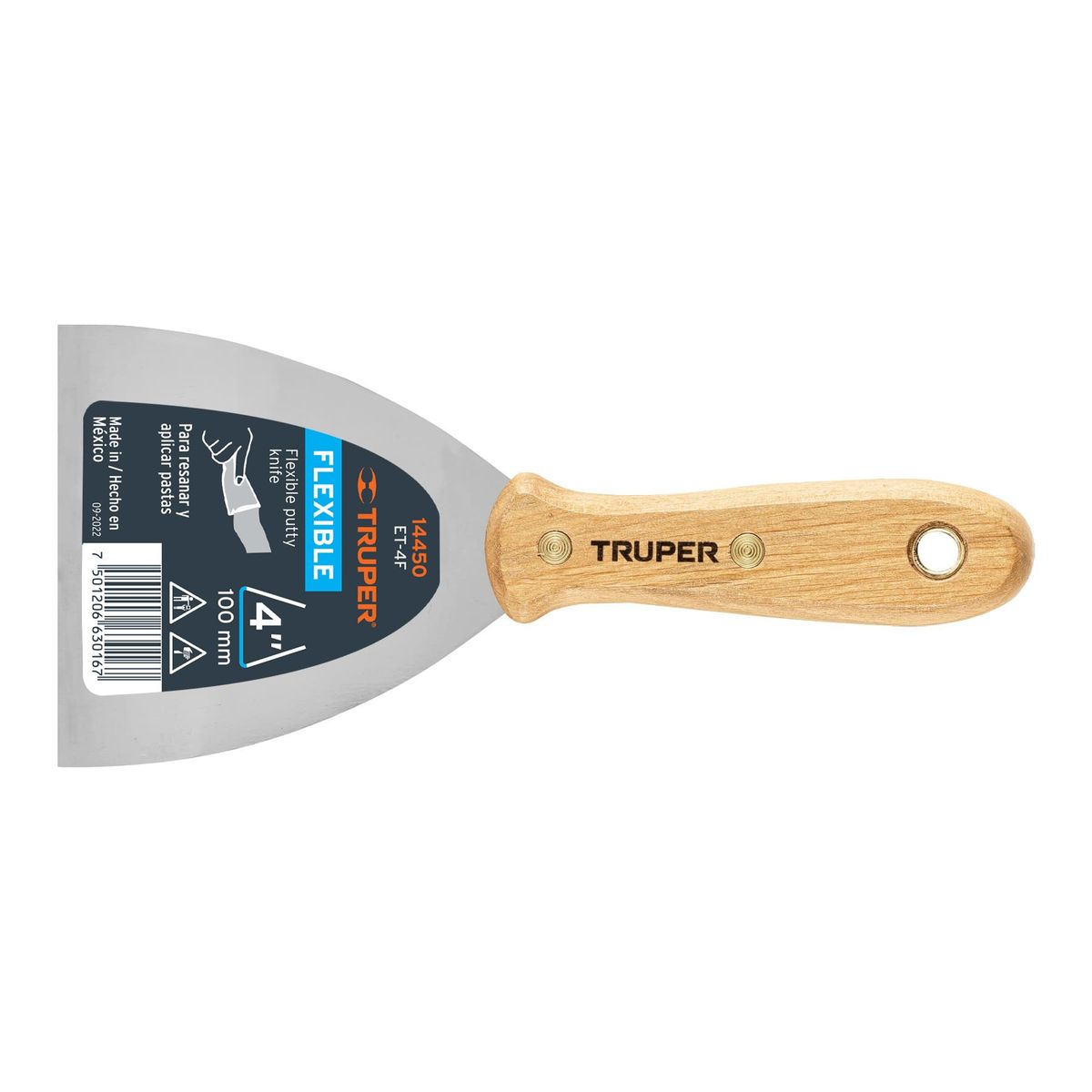 TRUPER - ESPÁTULA FLEXIBLE 4" CON MANGO DE MADERA, TRUPER 14450