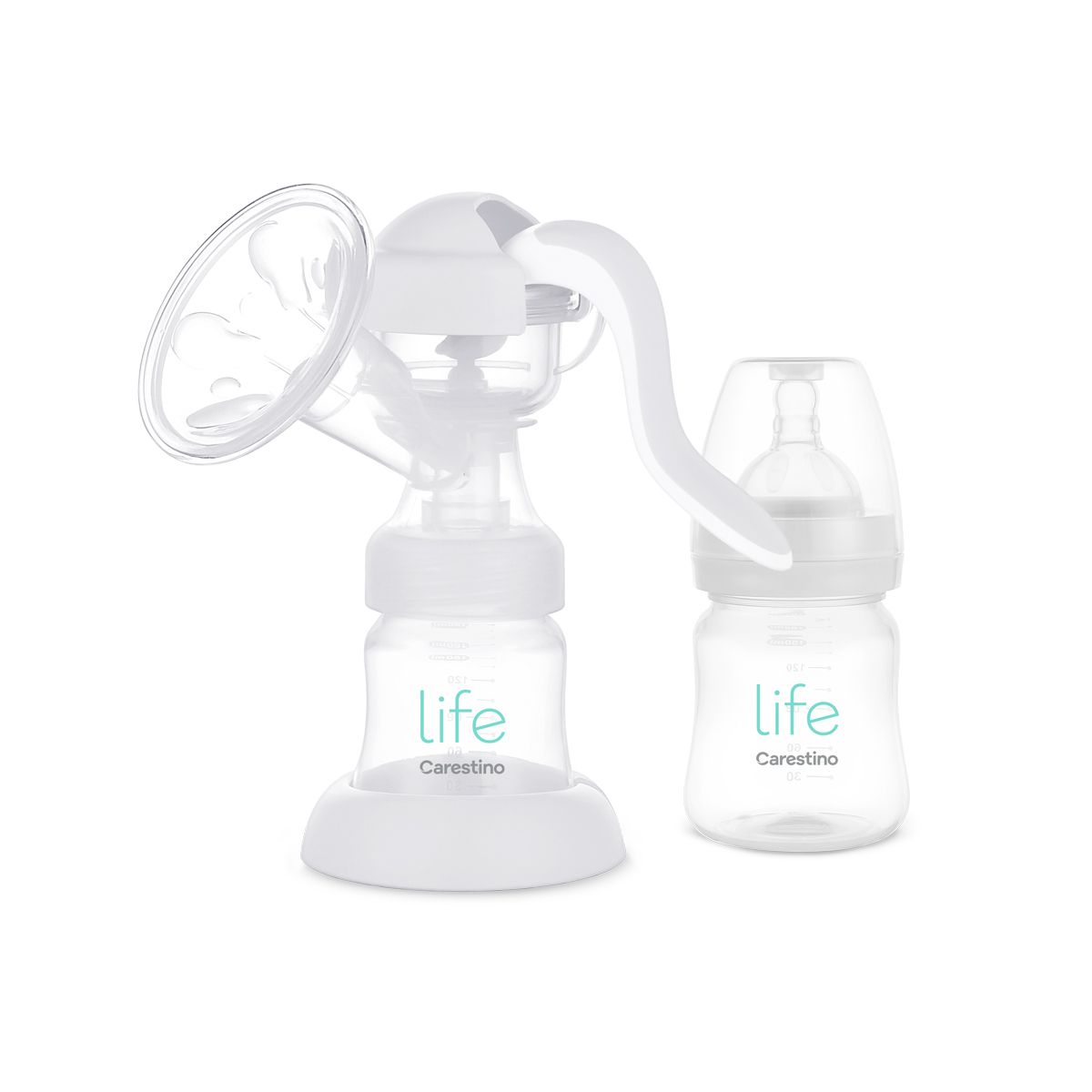 CARESTINO - Extractor de Leche Manual con Biberón Gris